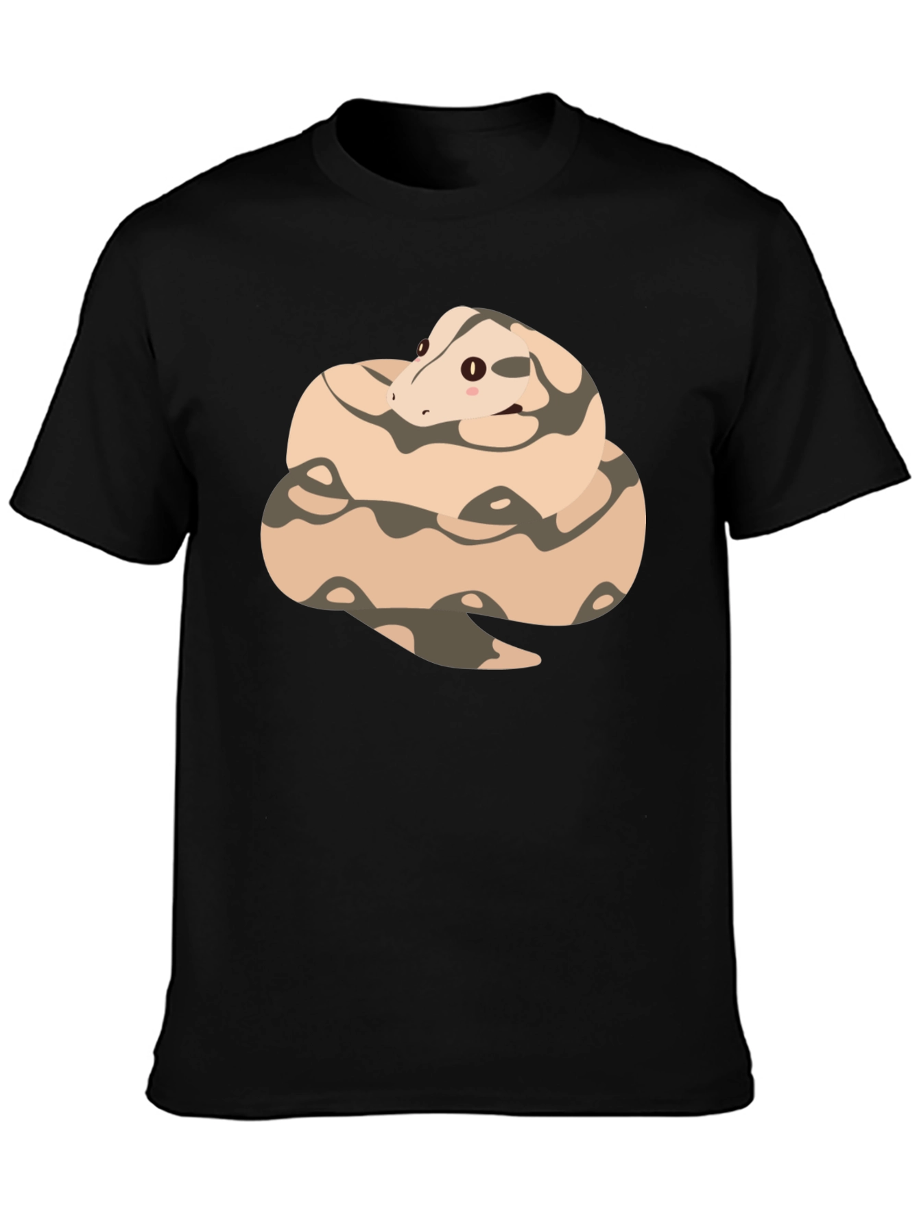 Cute Cartoon Snake T-Shirt - Black Cotton Tee