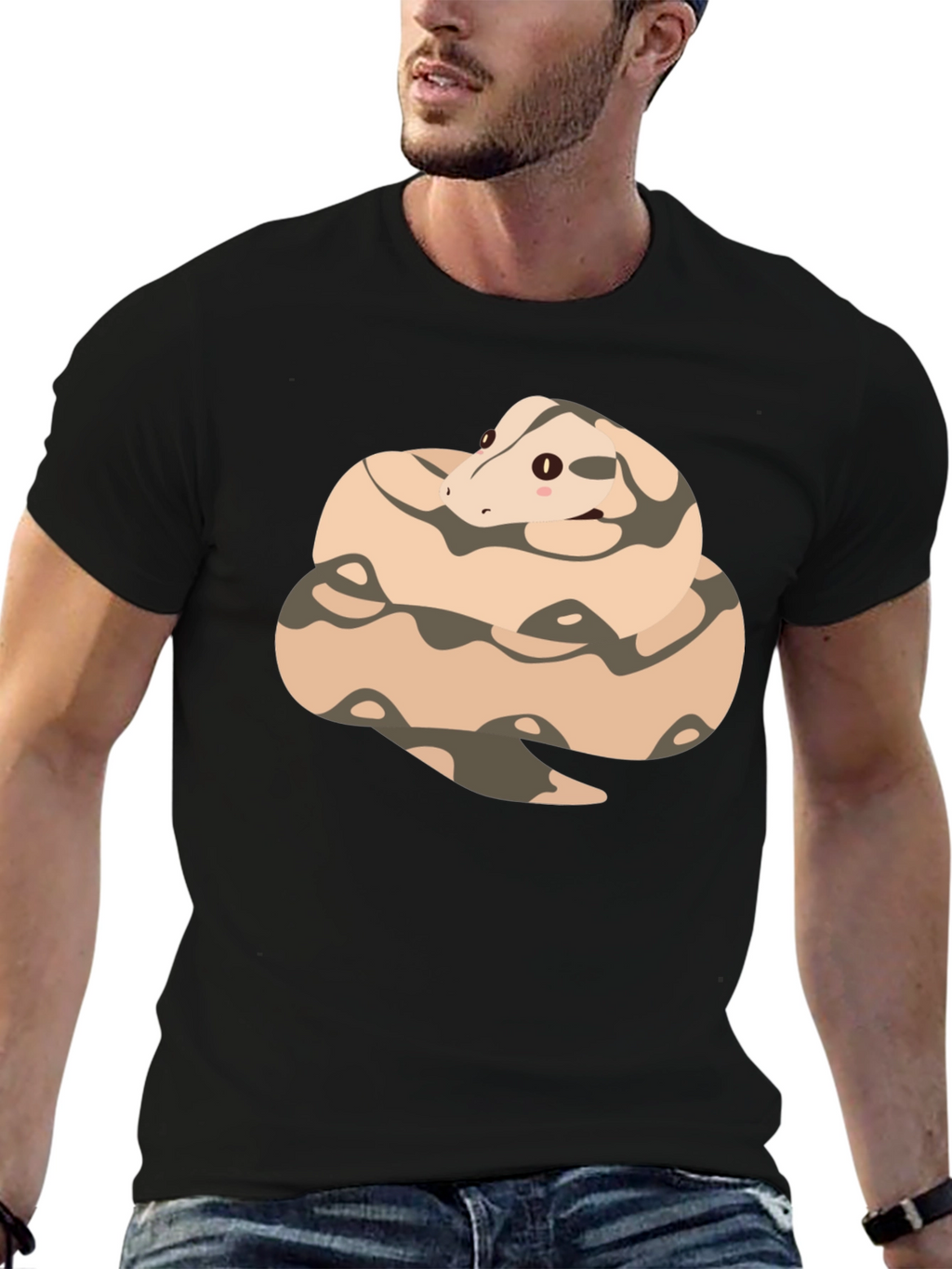 Cute Cartoon Snake T-Shirt - Black Cotton Tee