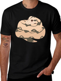 Cute Cartoon Snake T-Shirt - Black Cotton Tee