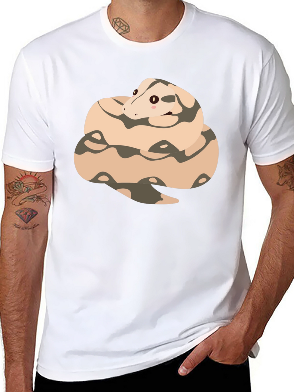 Cute Cartoon Snake T-Shirt - Black Cotton Tee