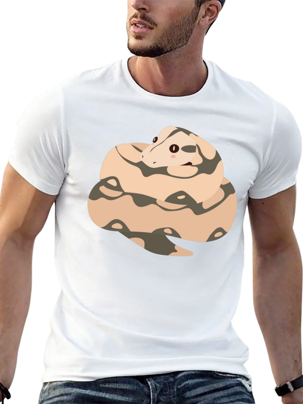 Cute Cartoon Snake T-Shirt - Black Cotton Tee