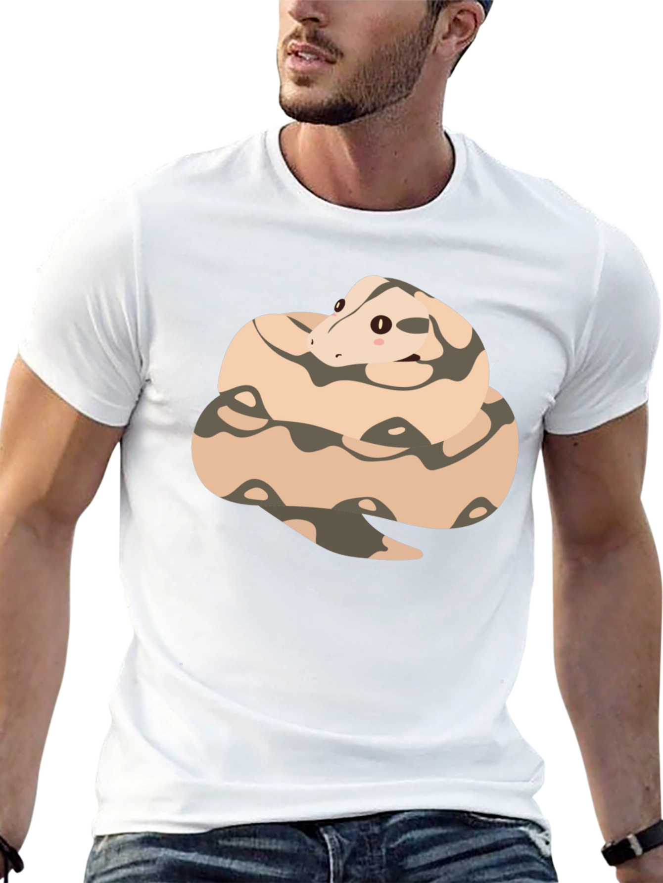 Cute Cartoon Snake T-Shirt - Black Cotton Tee