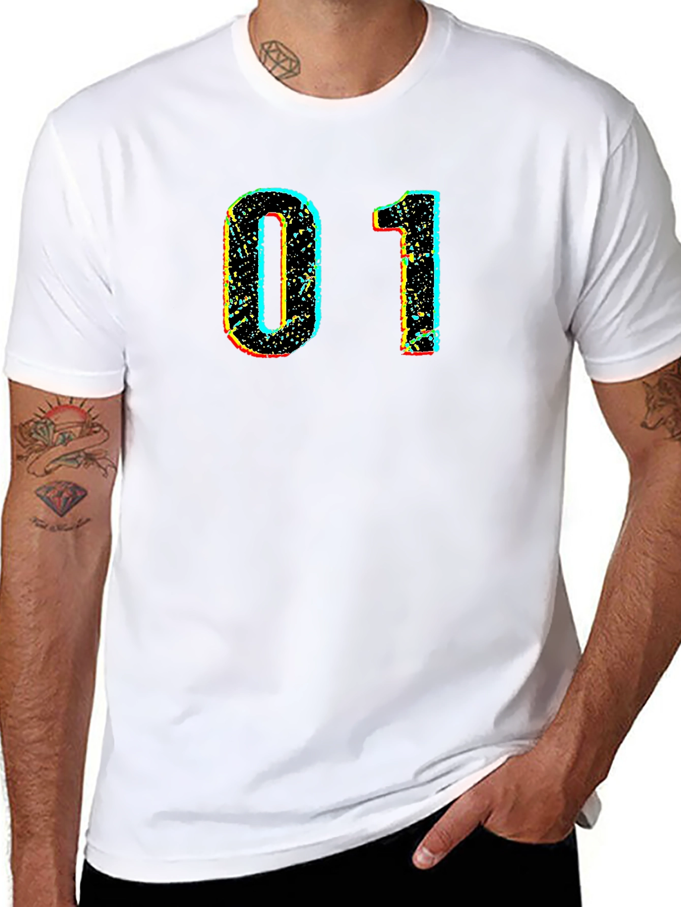 Retro Number 01 Graphic Black T-Shirt