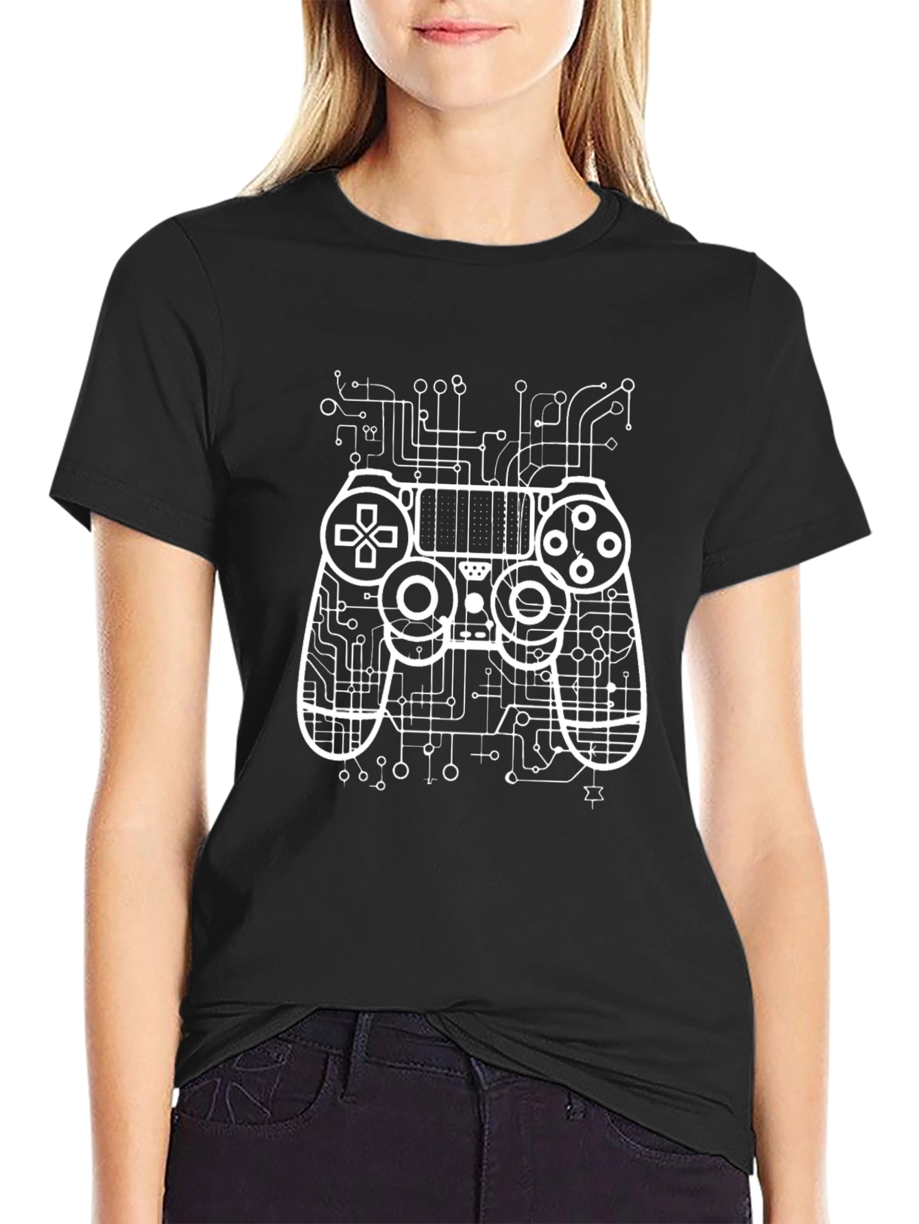 Gamer Circuit Board Graphic T-Shirt - Black