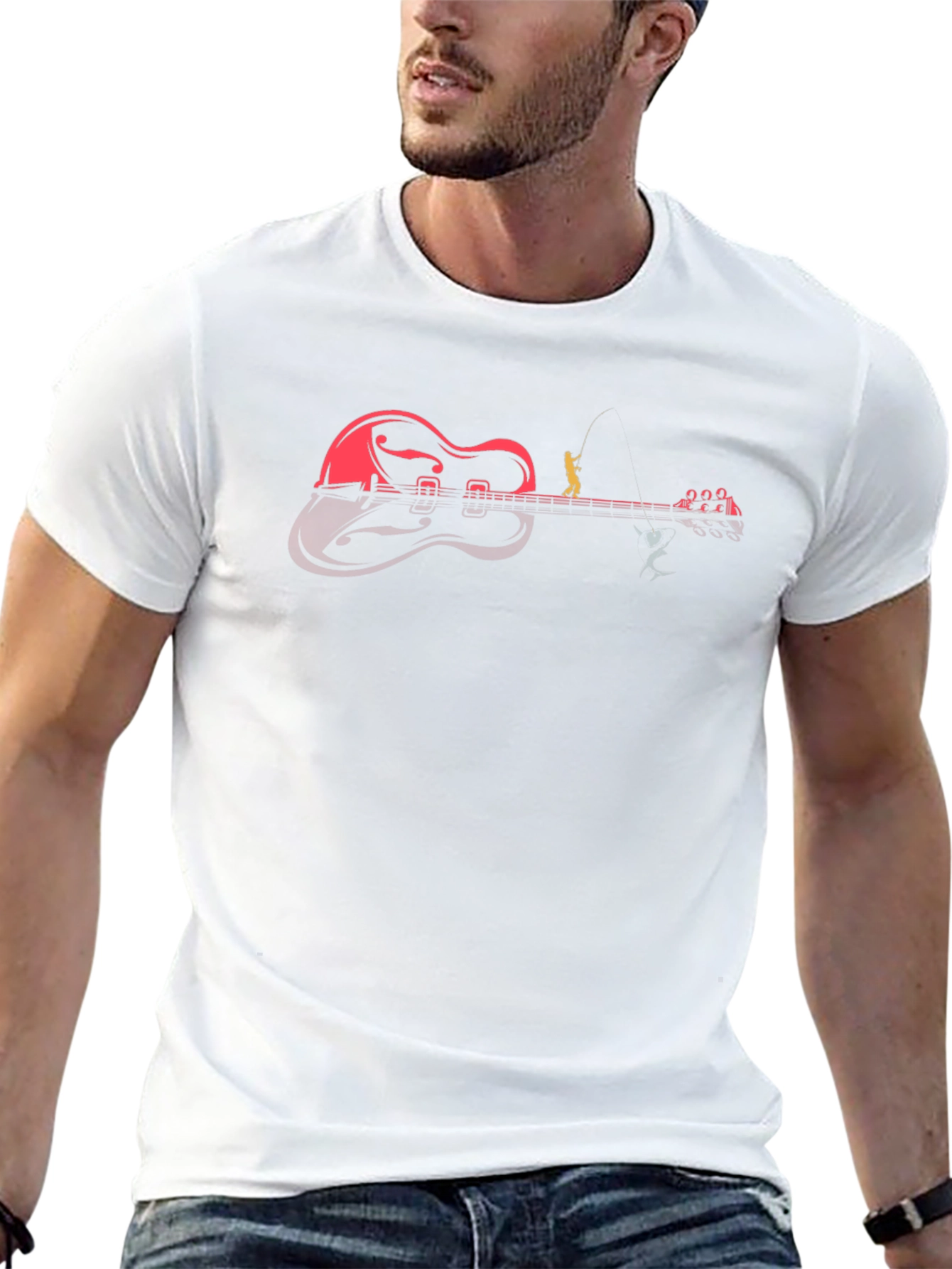 Guitar Fisherman Graphic Tee - Black