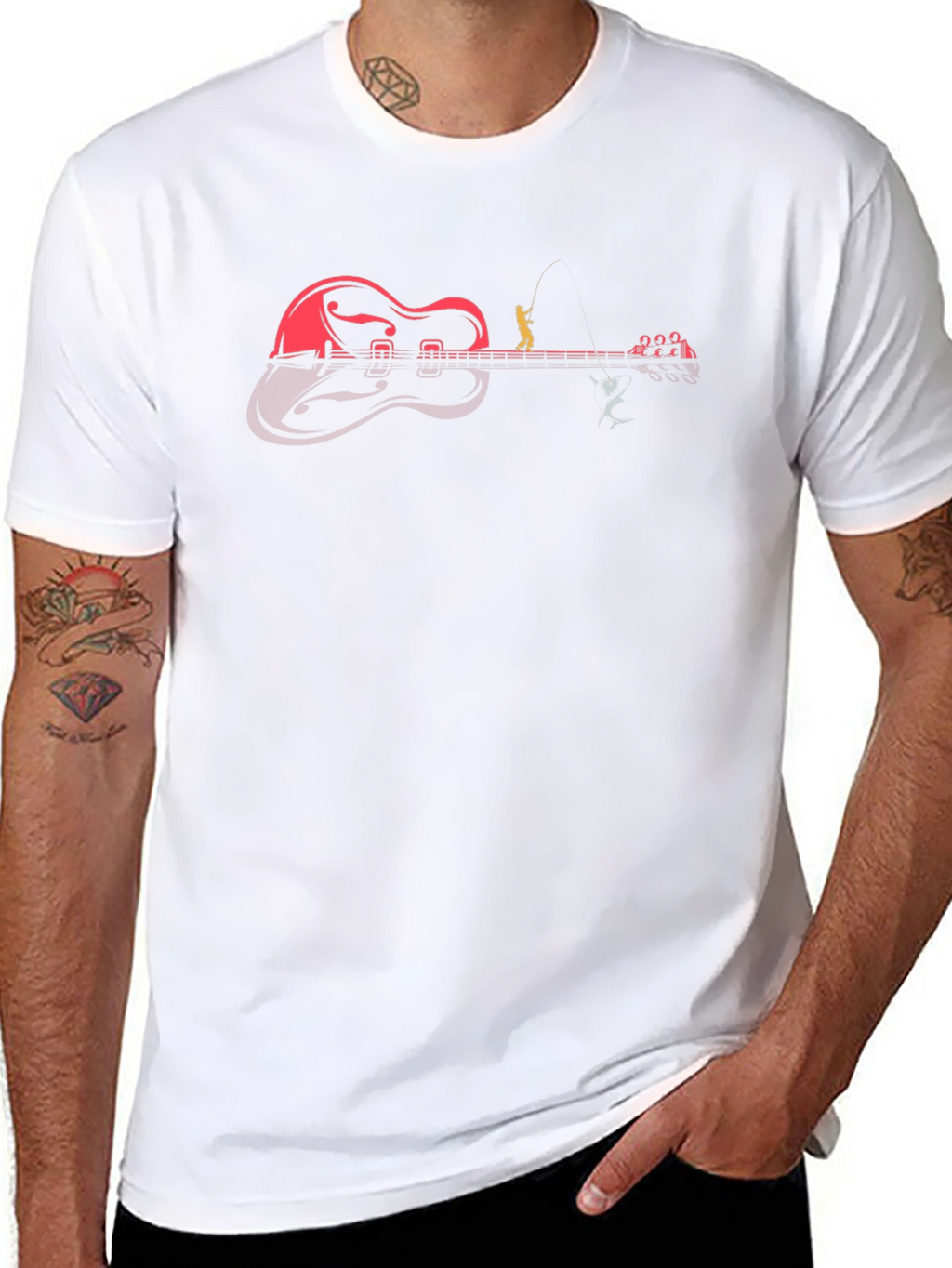 Guitar Fisherman Graphic Tee - Black