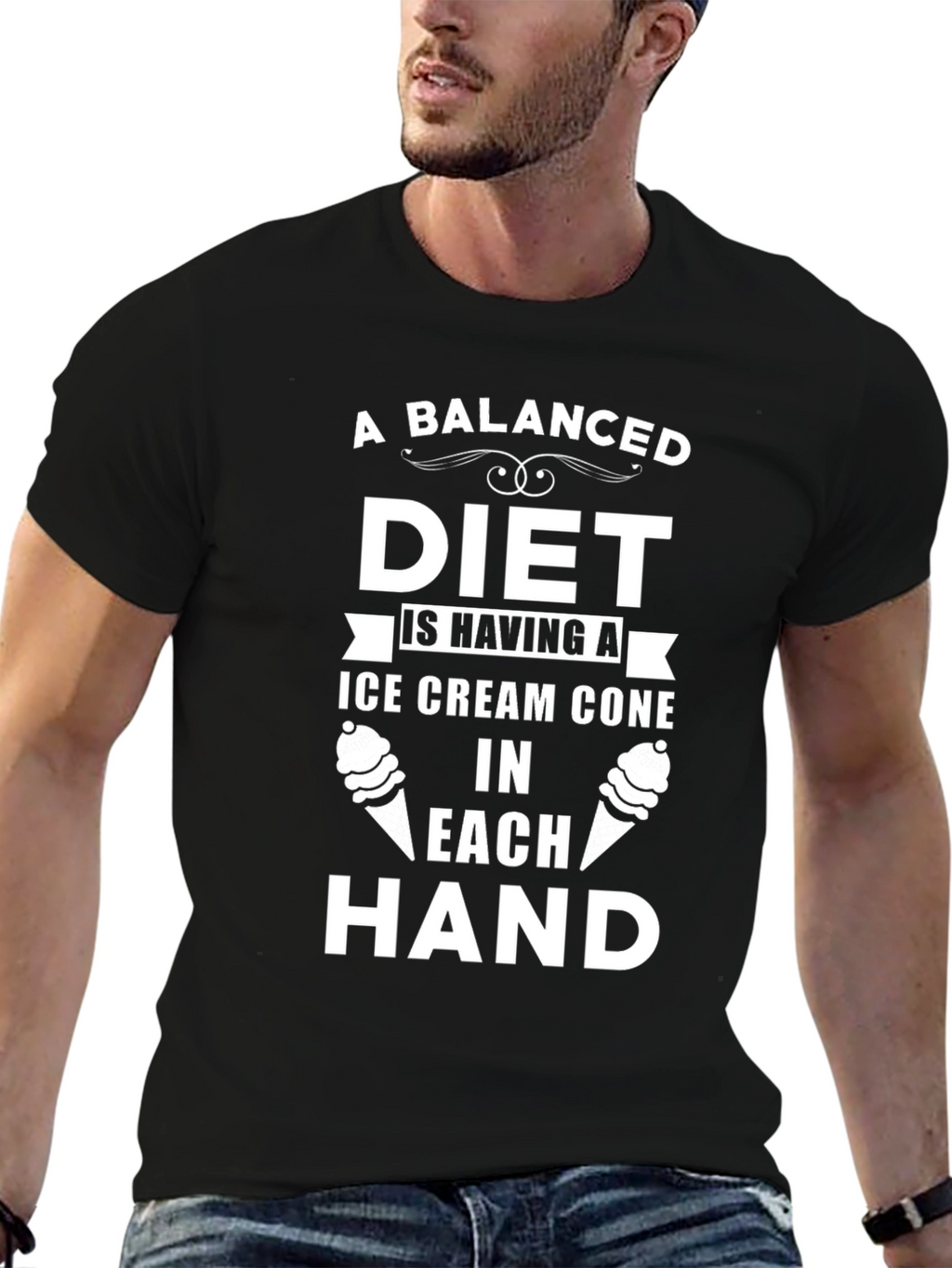 Funny Balanced Diet Ice Cream Cone T-Shirt