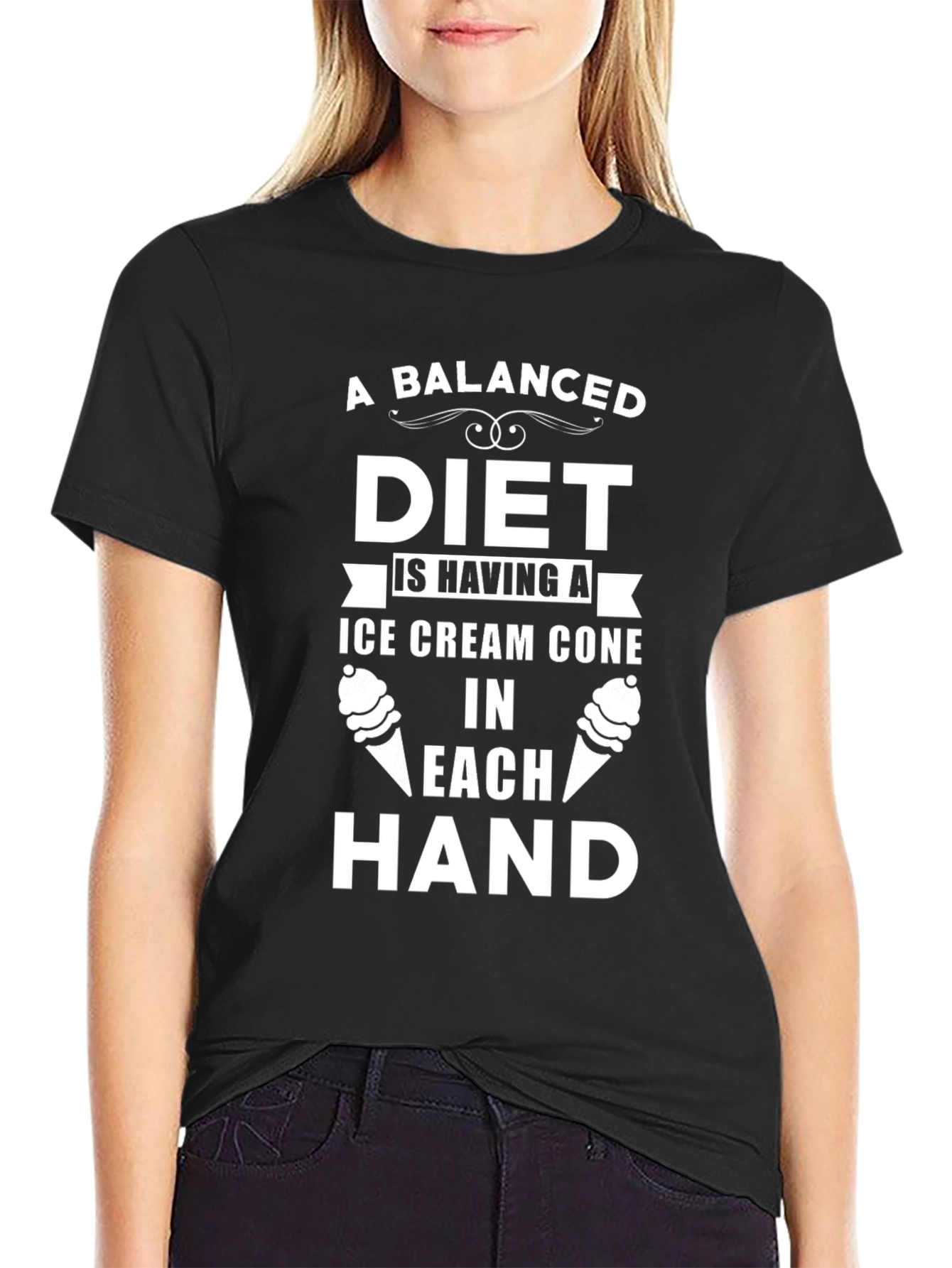 Funny Balanced Diet Ice Cream Cone T-Shirt