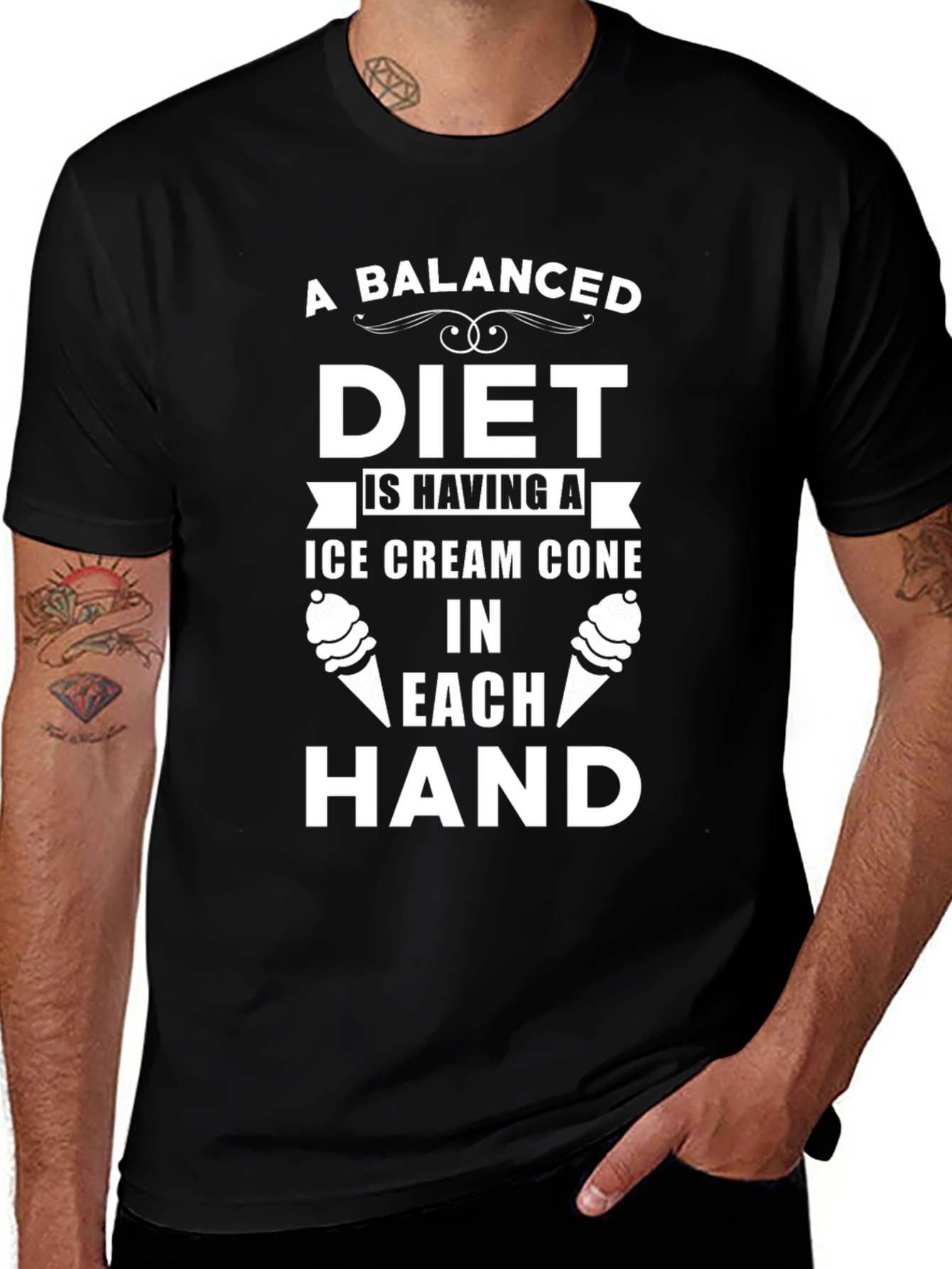 Funny Balanced Diet Ice Cream Cone T-Shirt