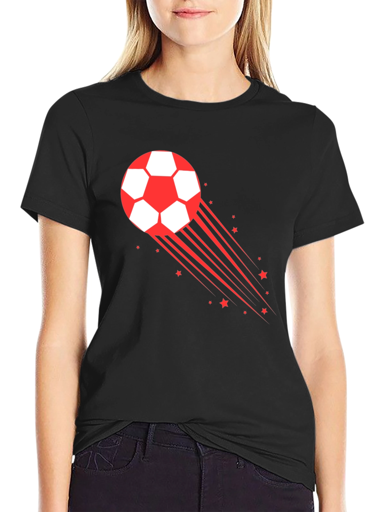 Mens Black Soccer Ball Graphic T-Shirt