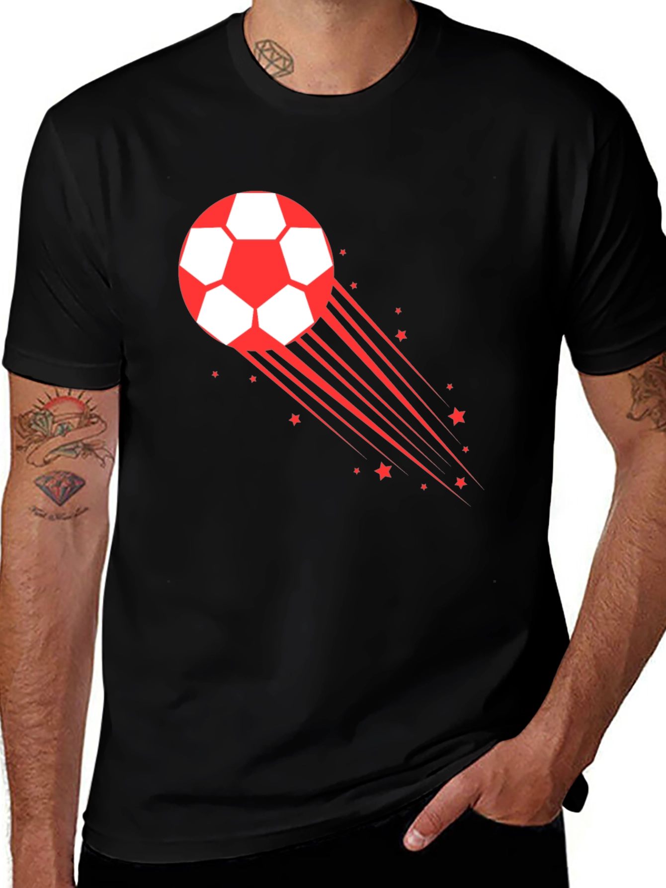 Mens Black Soccer Ball Graphic T-Shirt