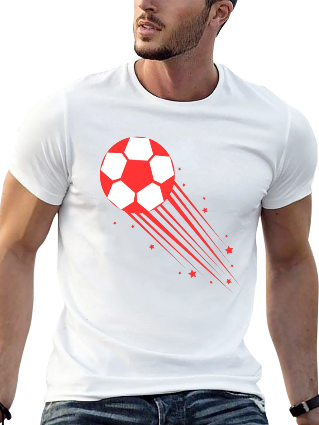 Mens Black Soccer Ball Graphic T-Shirt