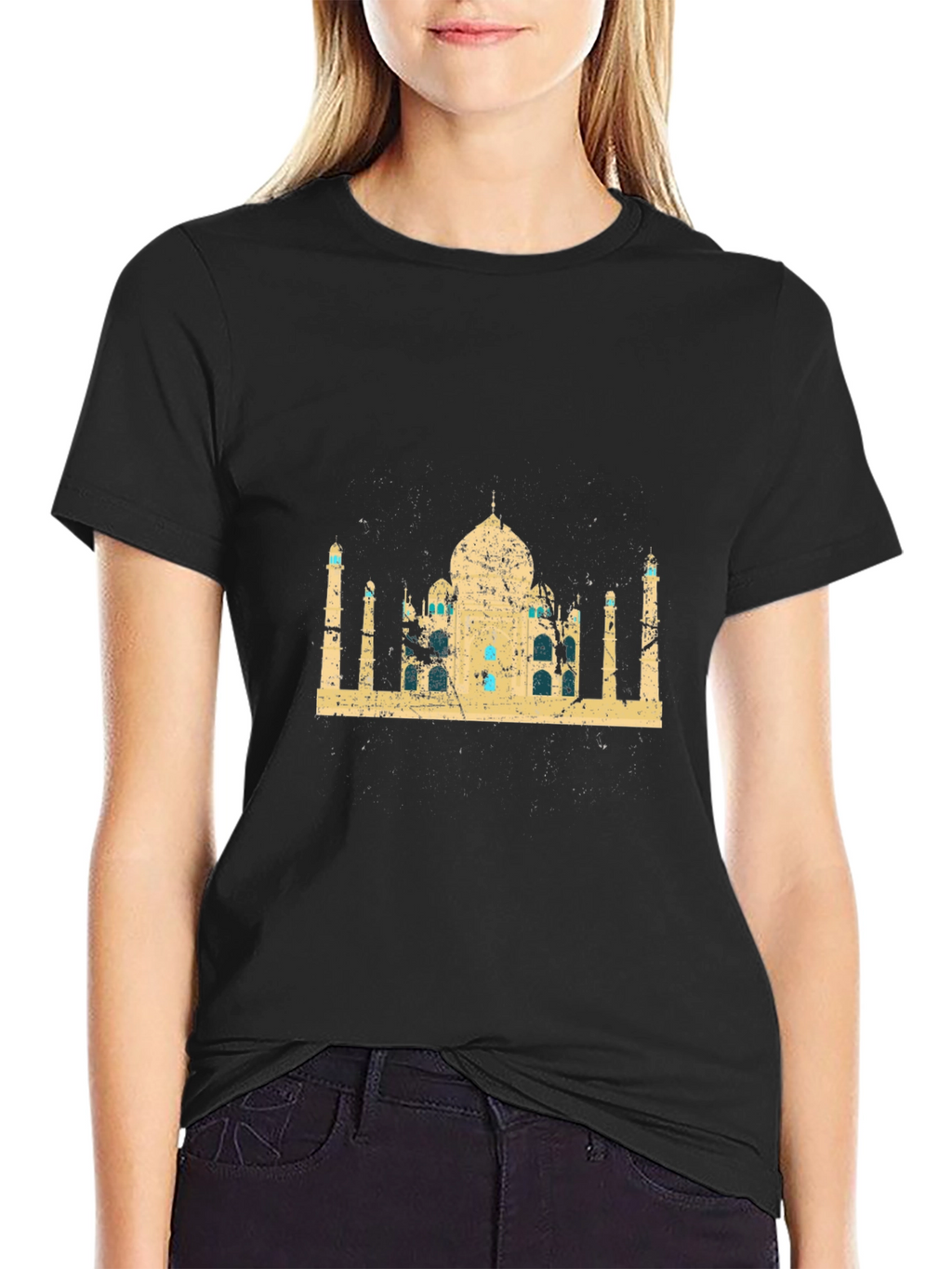 Taj Mahal Graphic Print Black T-Shirt