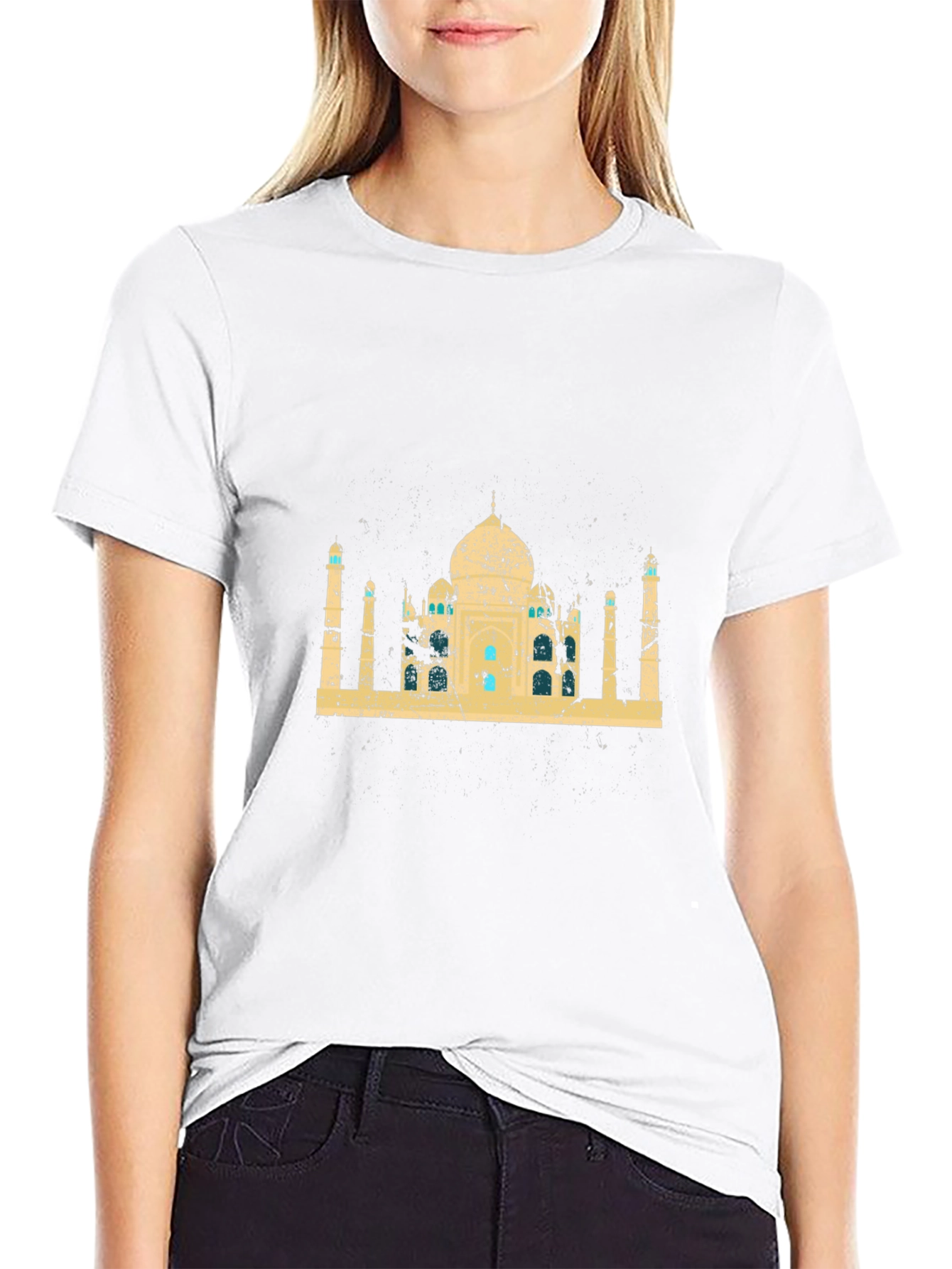Taj Mahal Graphic Print Black T-Shirt