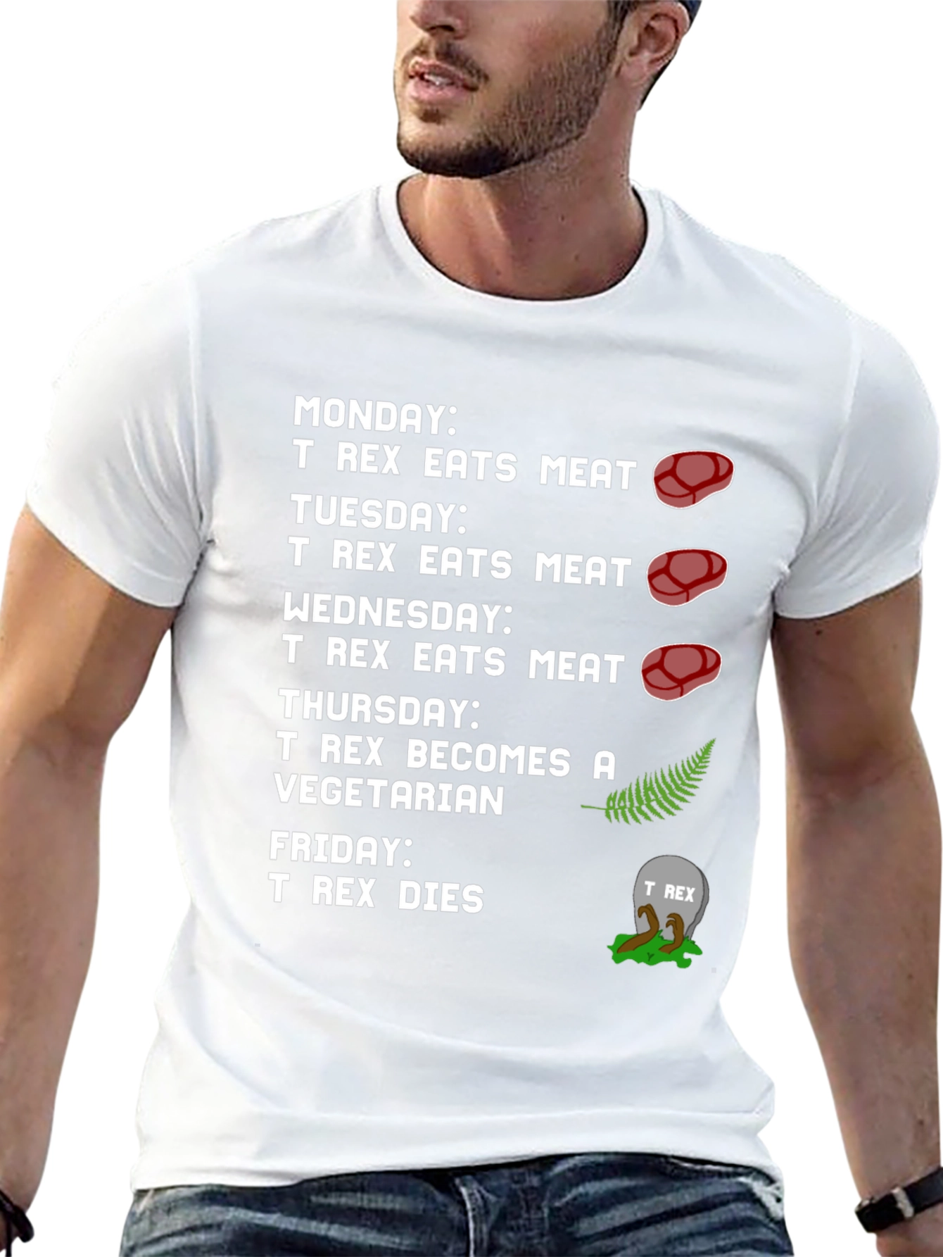 T-Rex Vegetarian Dinosaur Humor Graphic T-Shirt
