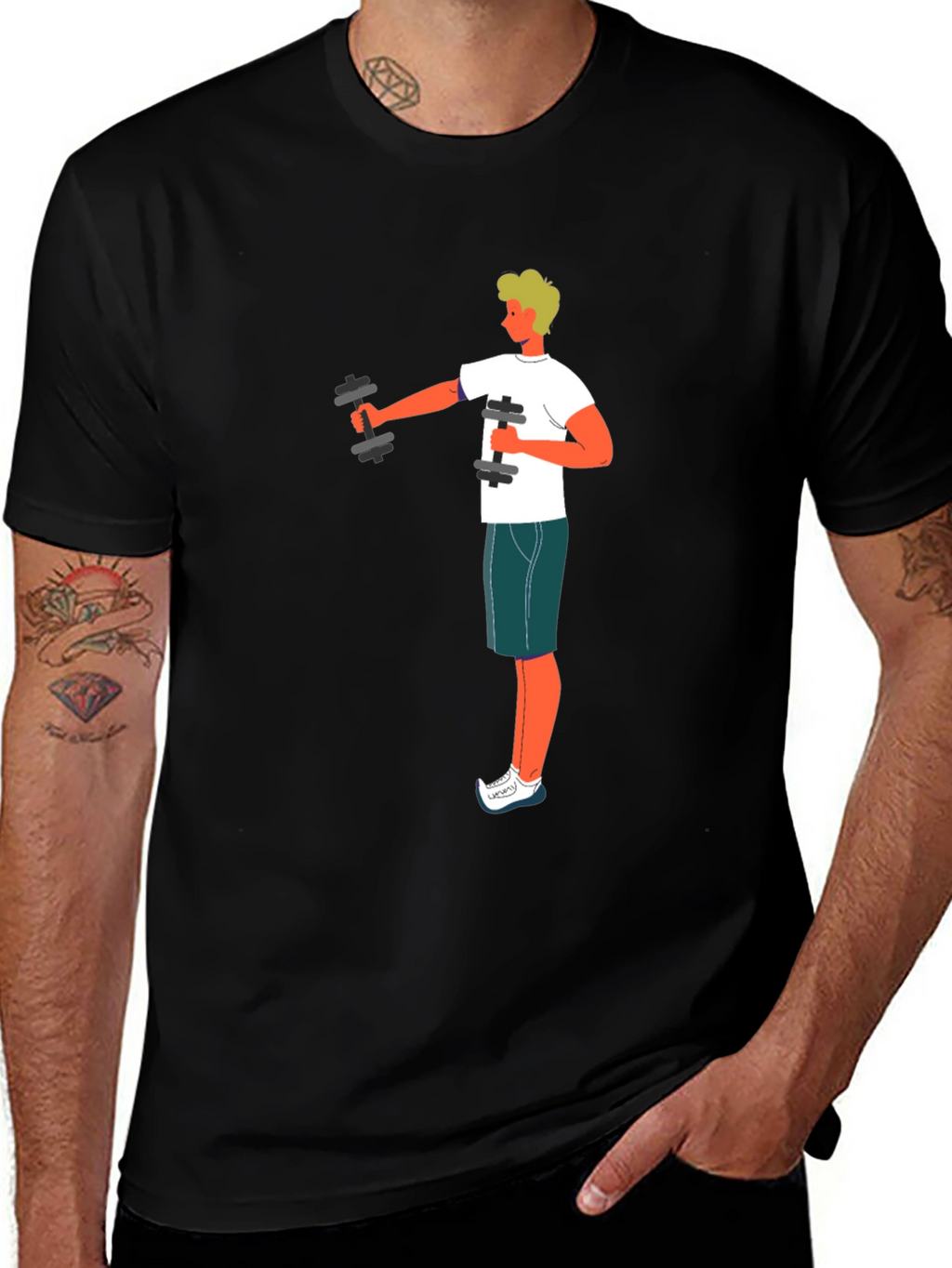 Workout Graphic Tee - Black Cotton T-Shirt