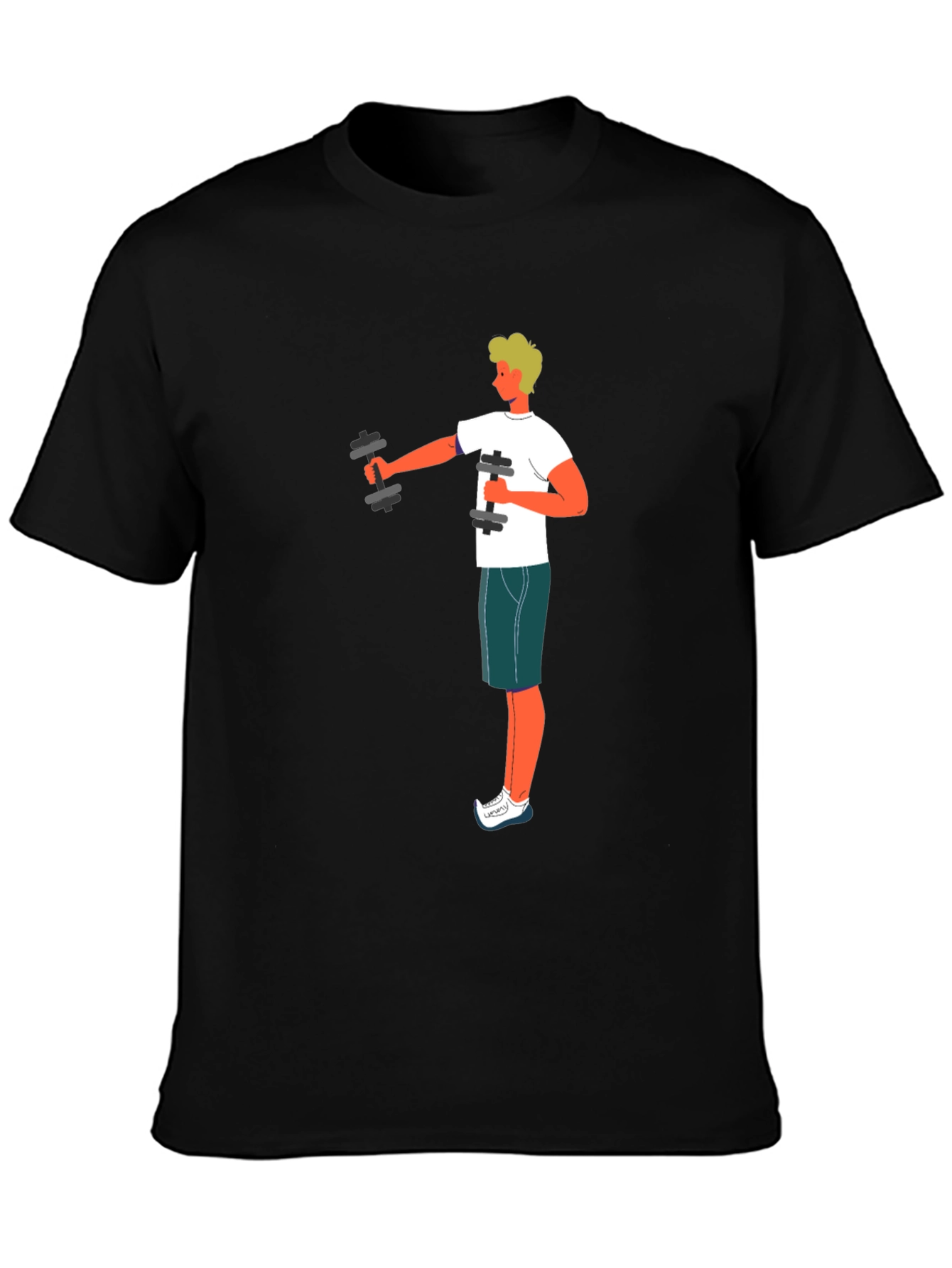 Workout Graphic Tee - Black Cotton T-Shirt