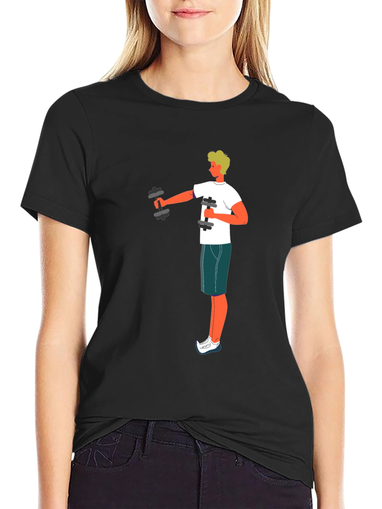Workout Graphic Tee - Black Cotton T-Shirt