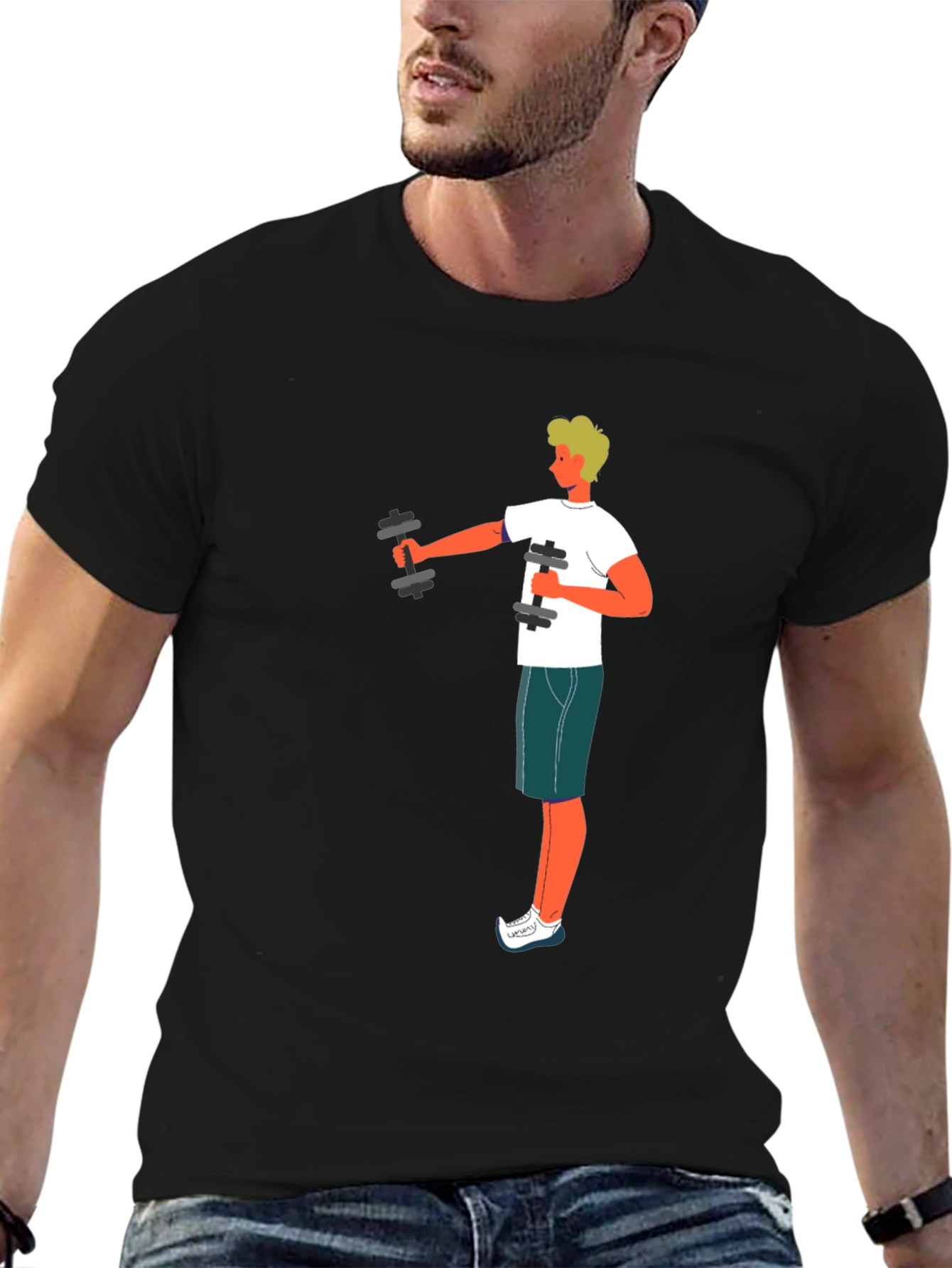 Workout Graphic Tee - Black Cotton T-Shirt