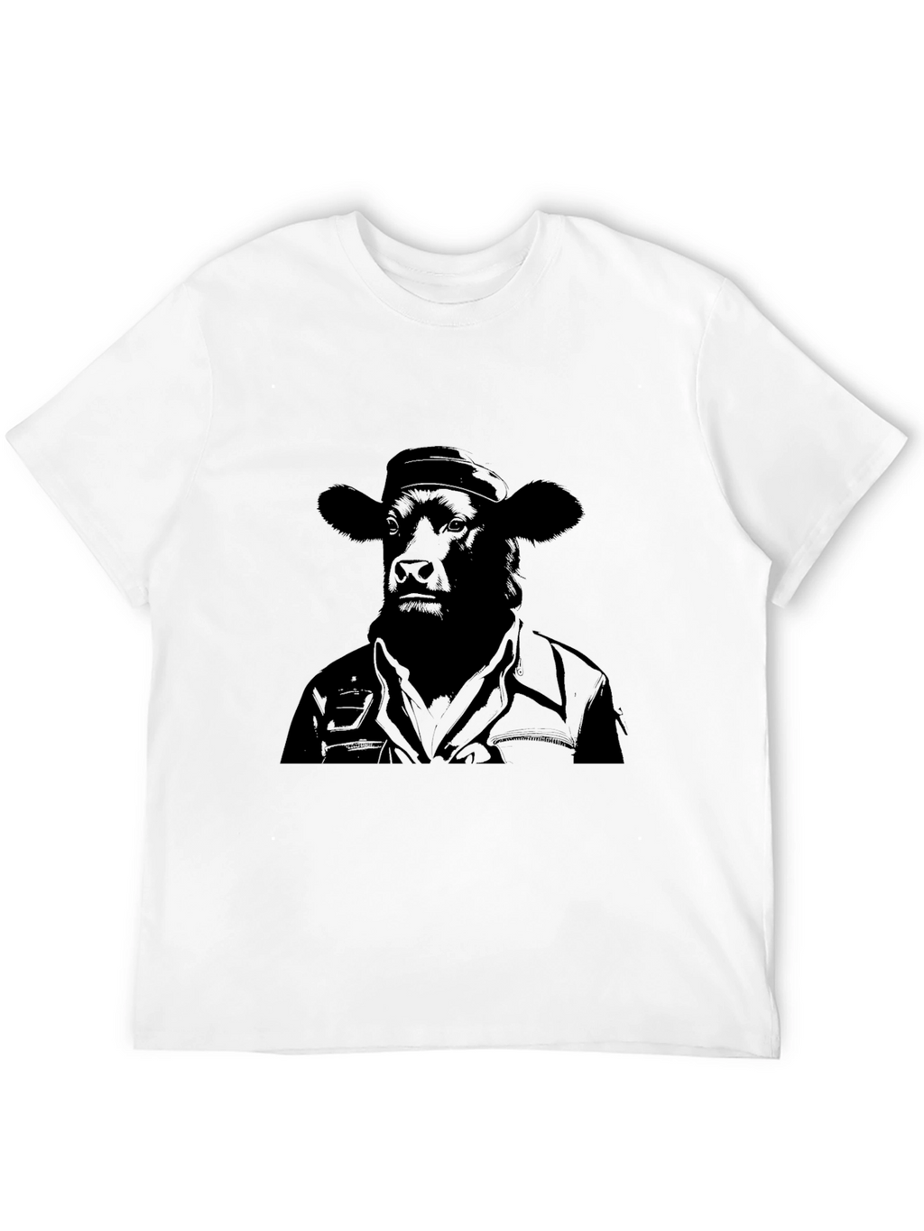 Cowboy Cow Graphic Tee - Black Cotton Blend T-Shirt