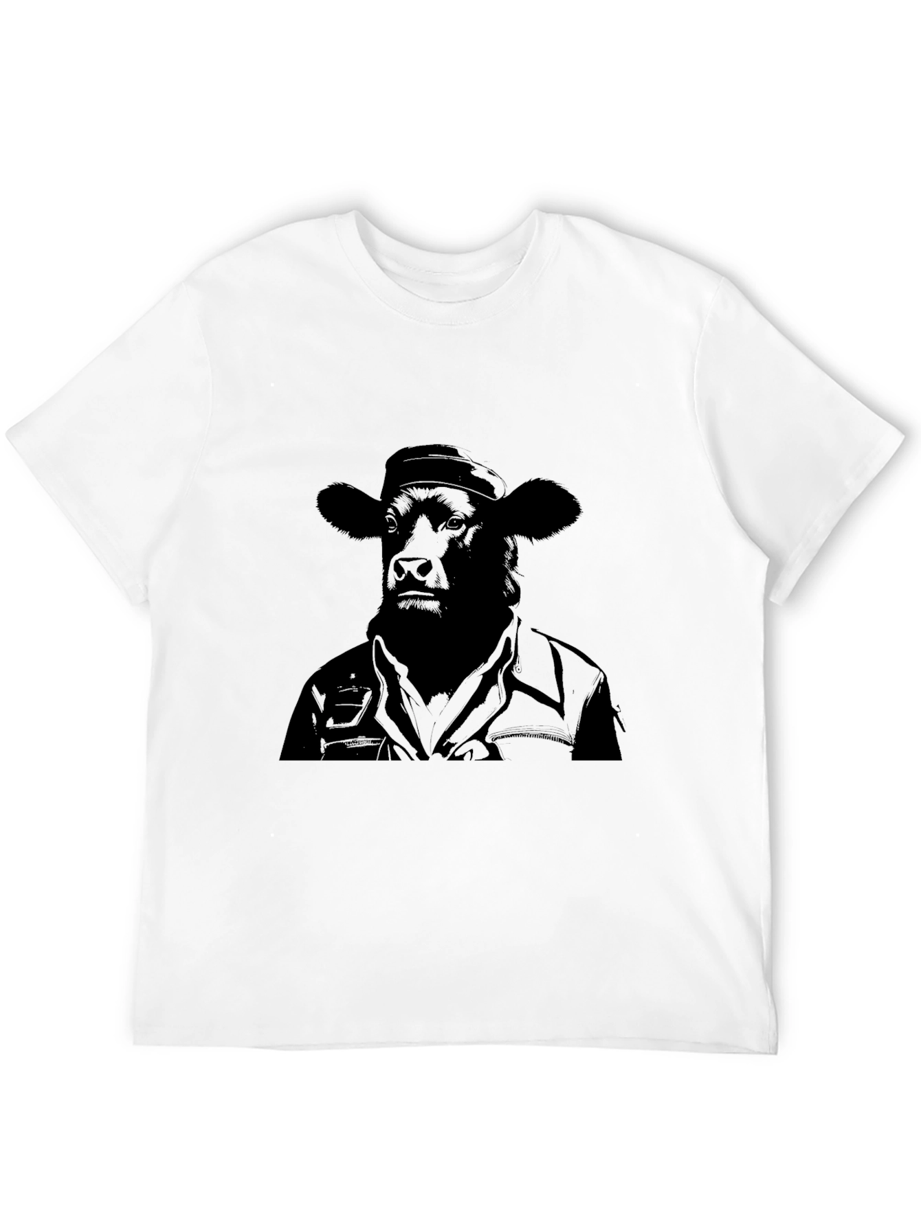 Cowboy Cow Graphic Tee - Black Cotton Blend T-Shirt