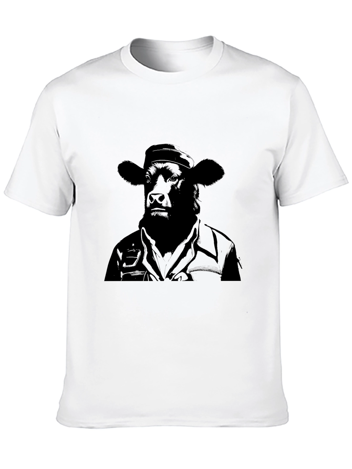 Cowboy Cow Graphic Tee - Black Cotton Blend T-Shirt