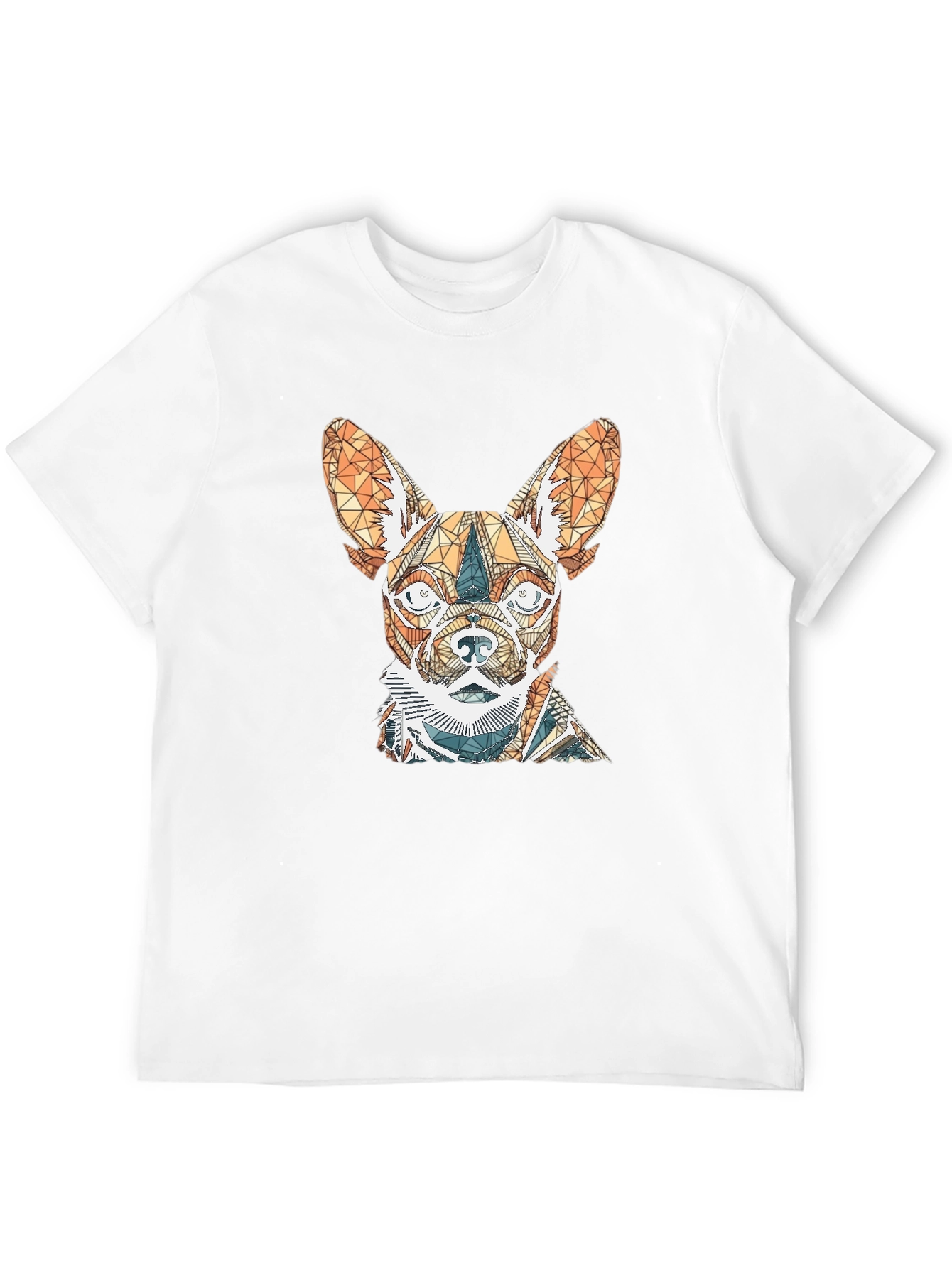 Geometric Dog Graphic Tee - Stylish Mens Black T-Shirt