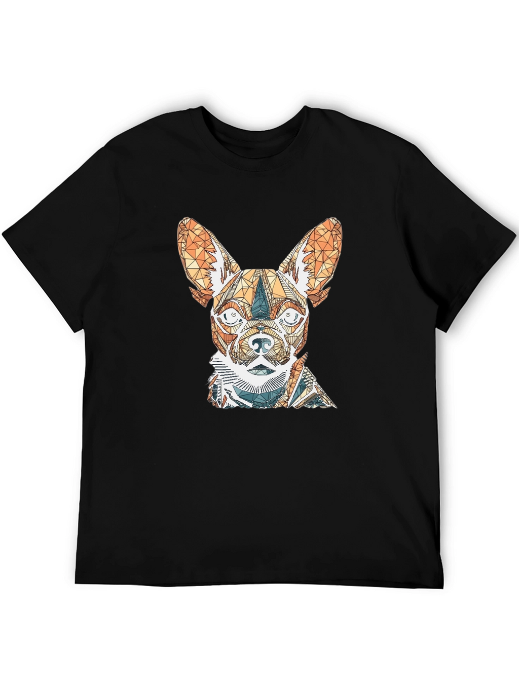 Geometric Dog Graphic Tee - Stylish Mens Black T-Shirt