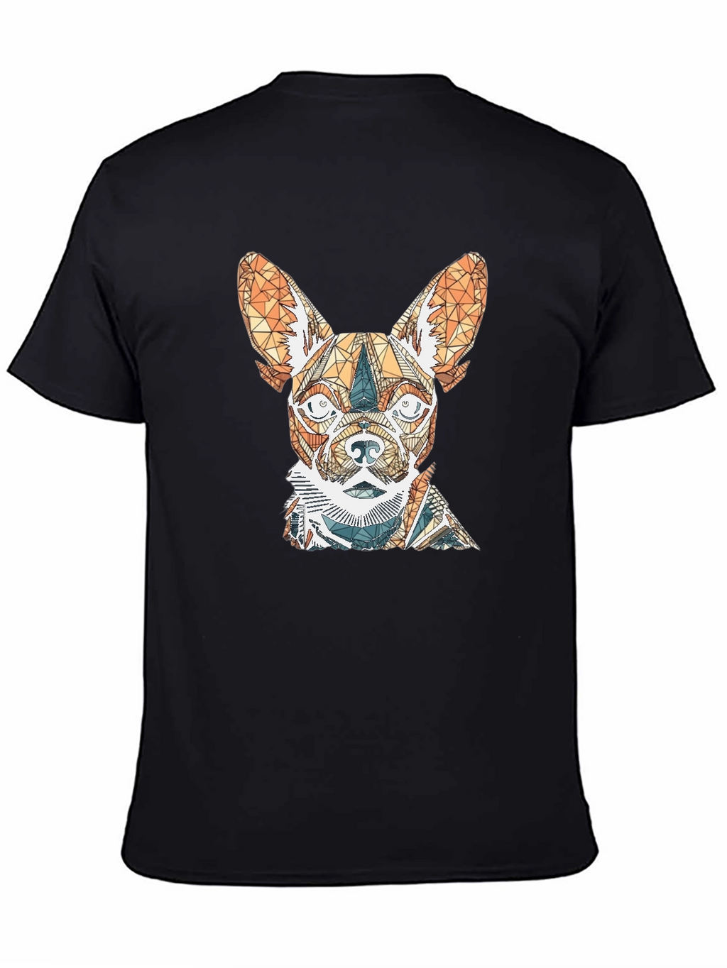 Geometric Dog Graphic Tee - Stylish Mens Black T-Shirt