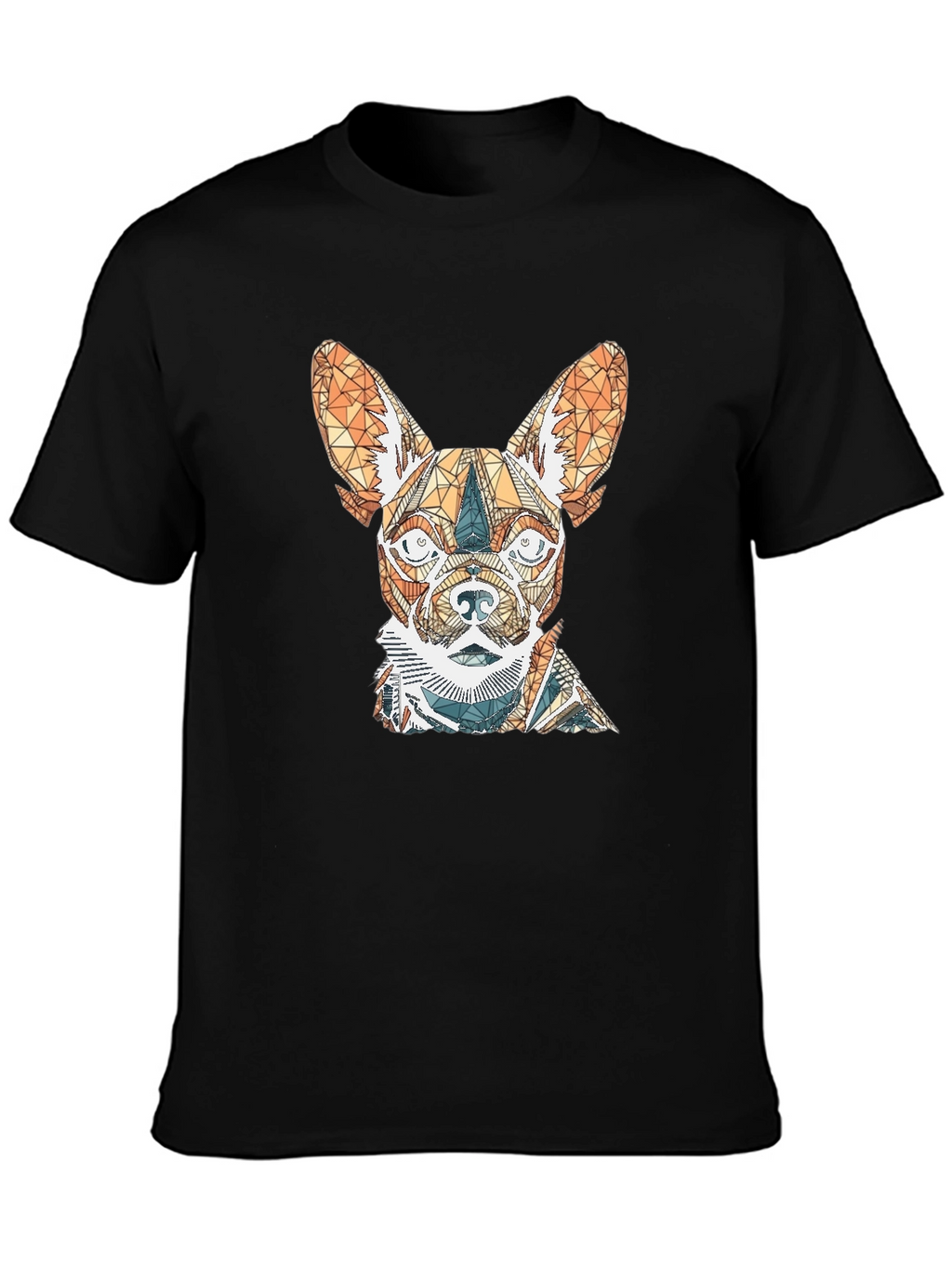 Geometric Dog Graphic Tee - Stylish Mens Black T-Shirt