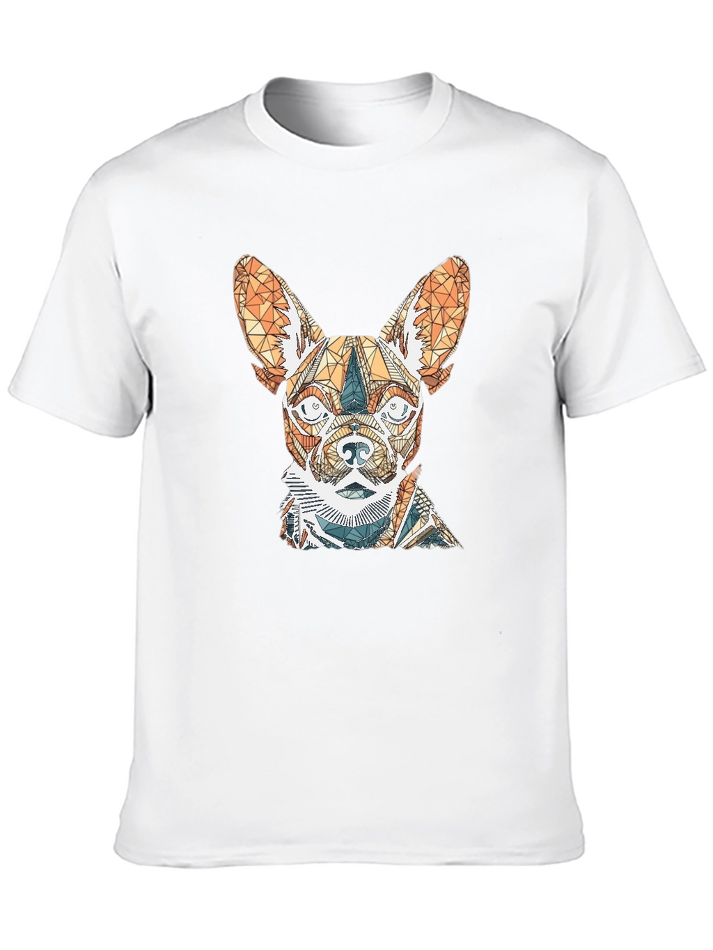 Geometric Dog Graphic Tee - Stylish Mens Black T-Shirt