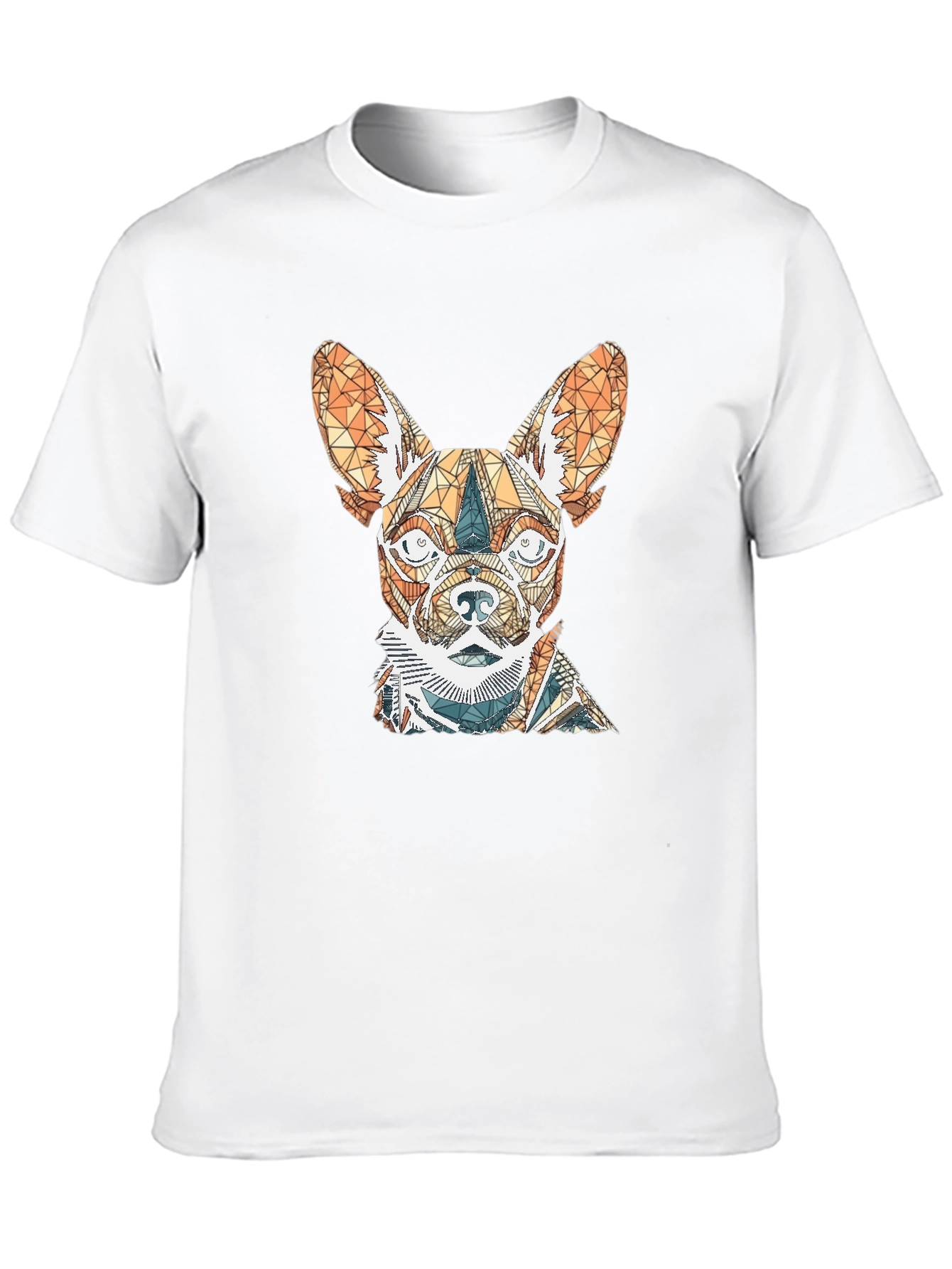 Geometric Dog Graphic Tee - Stylish Mens Black T-Shirt