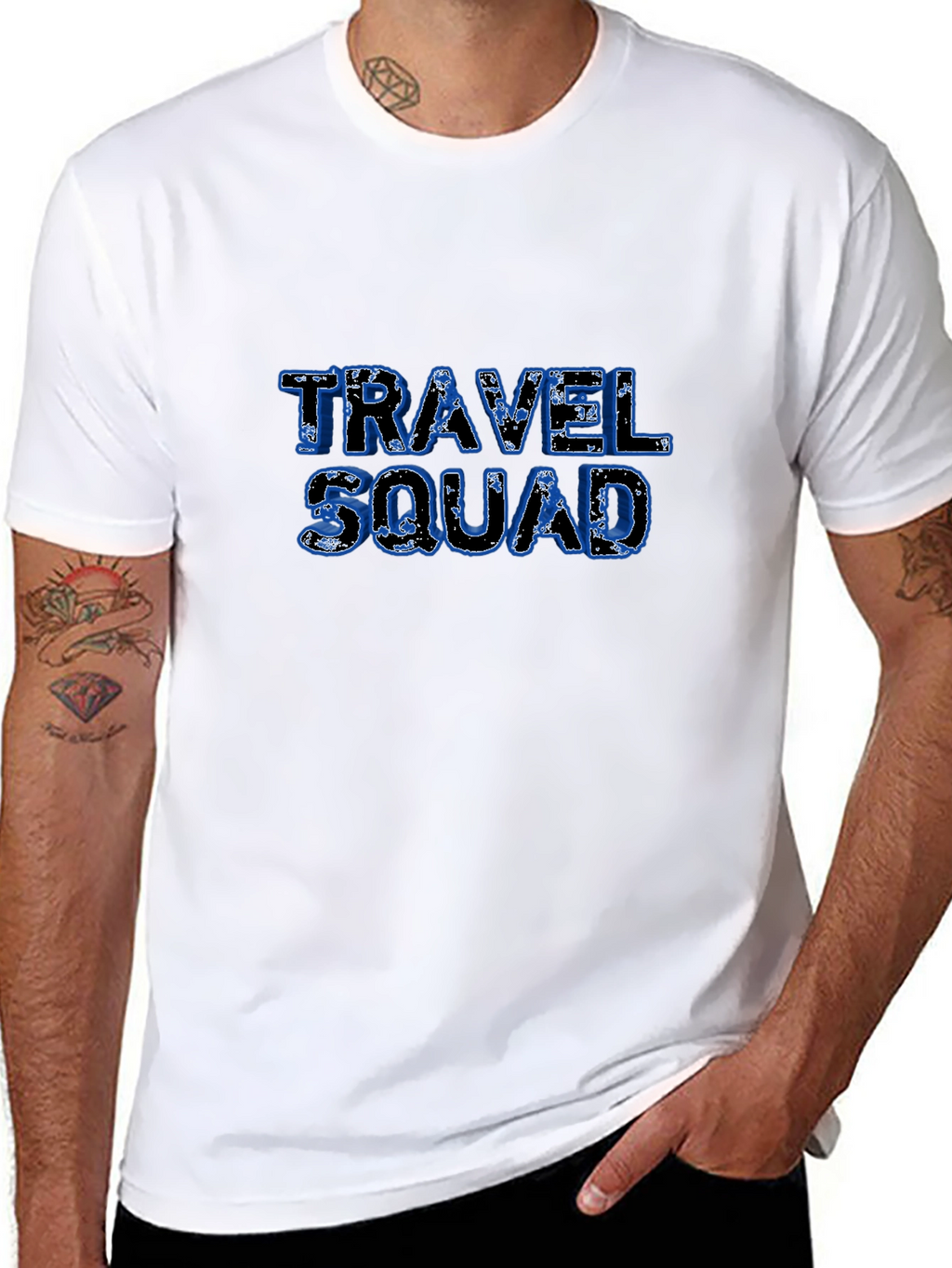 Travel Squad Graphic Tee - Black Cotton T-Shirt