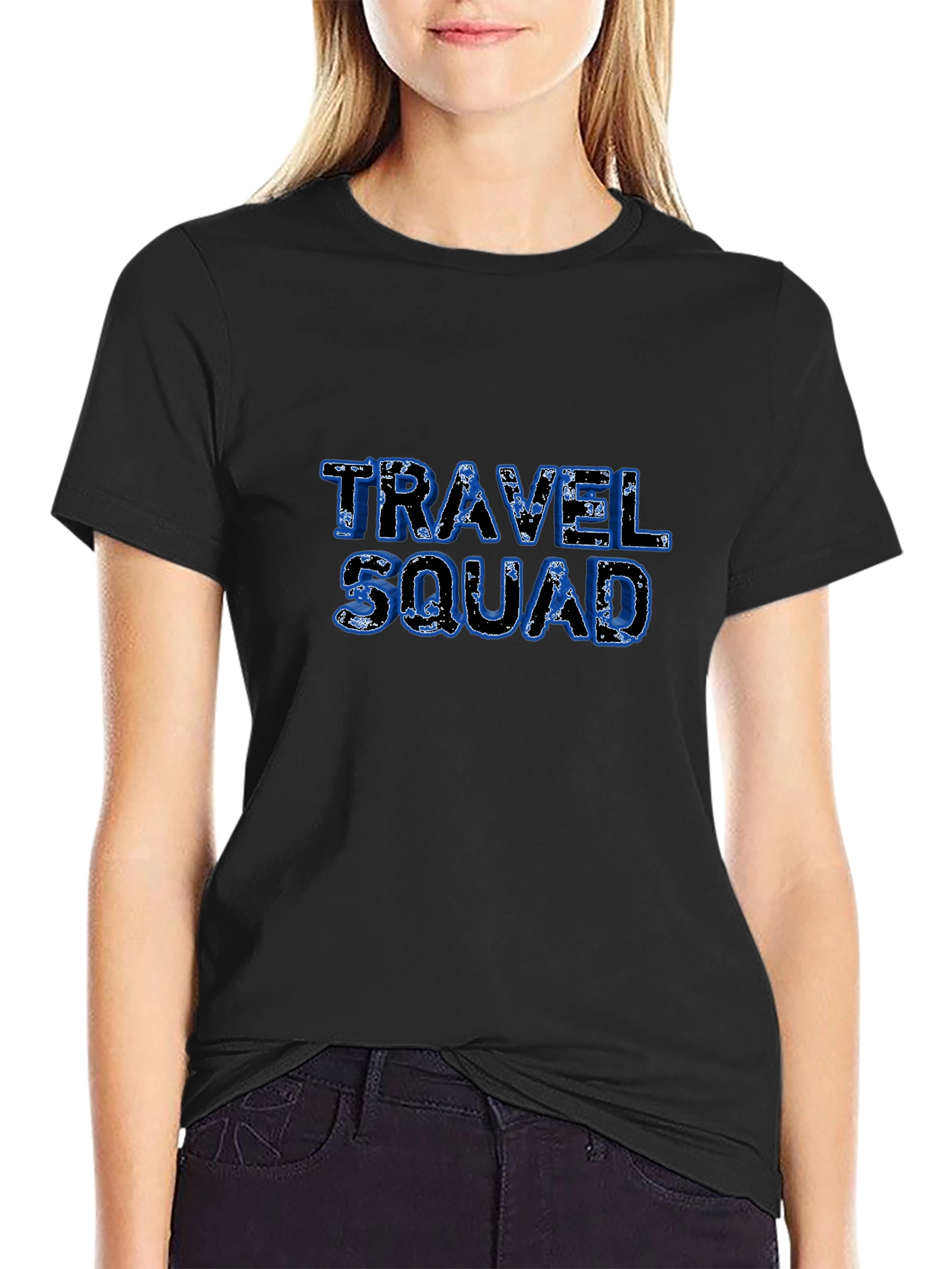 Travel Squad Graphic Tee - Black Cotton T-Shirt