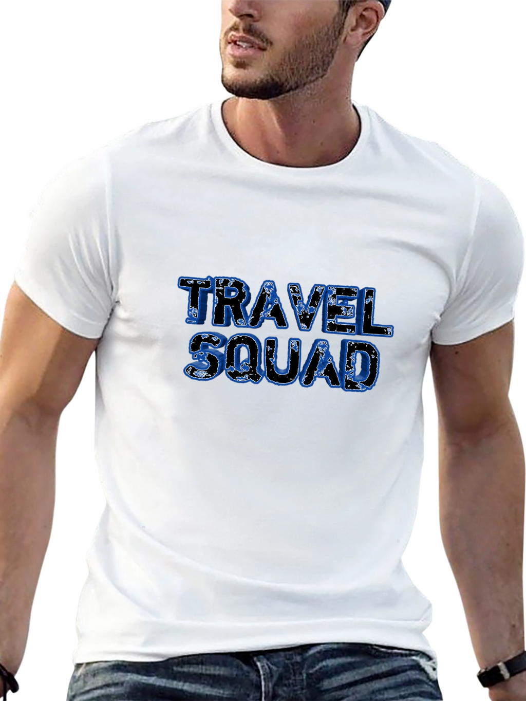 Travel Squad Graphic Tee - Black Cotton T-Shirt