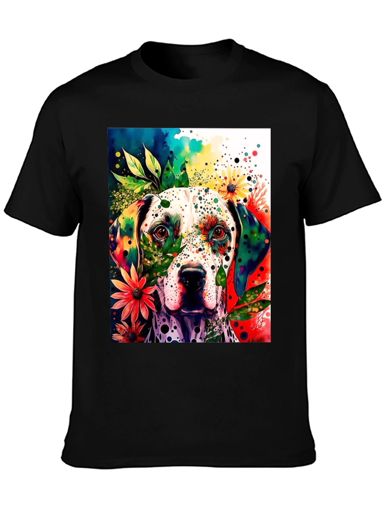 Dog Lover T-Shirt: Colorful Dalmatian Floral Design