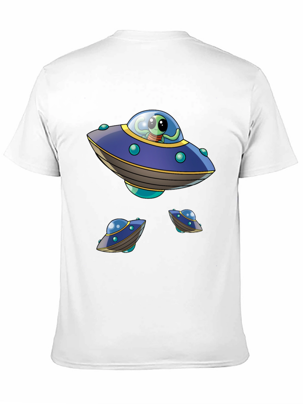 Alien UFO Graphic Print Black T-Shirt