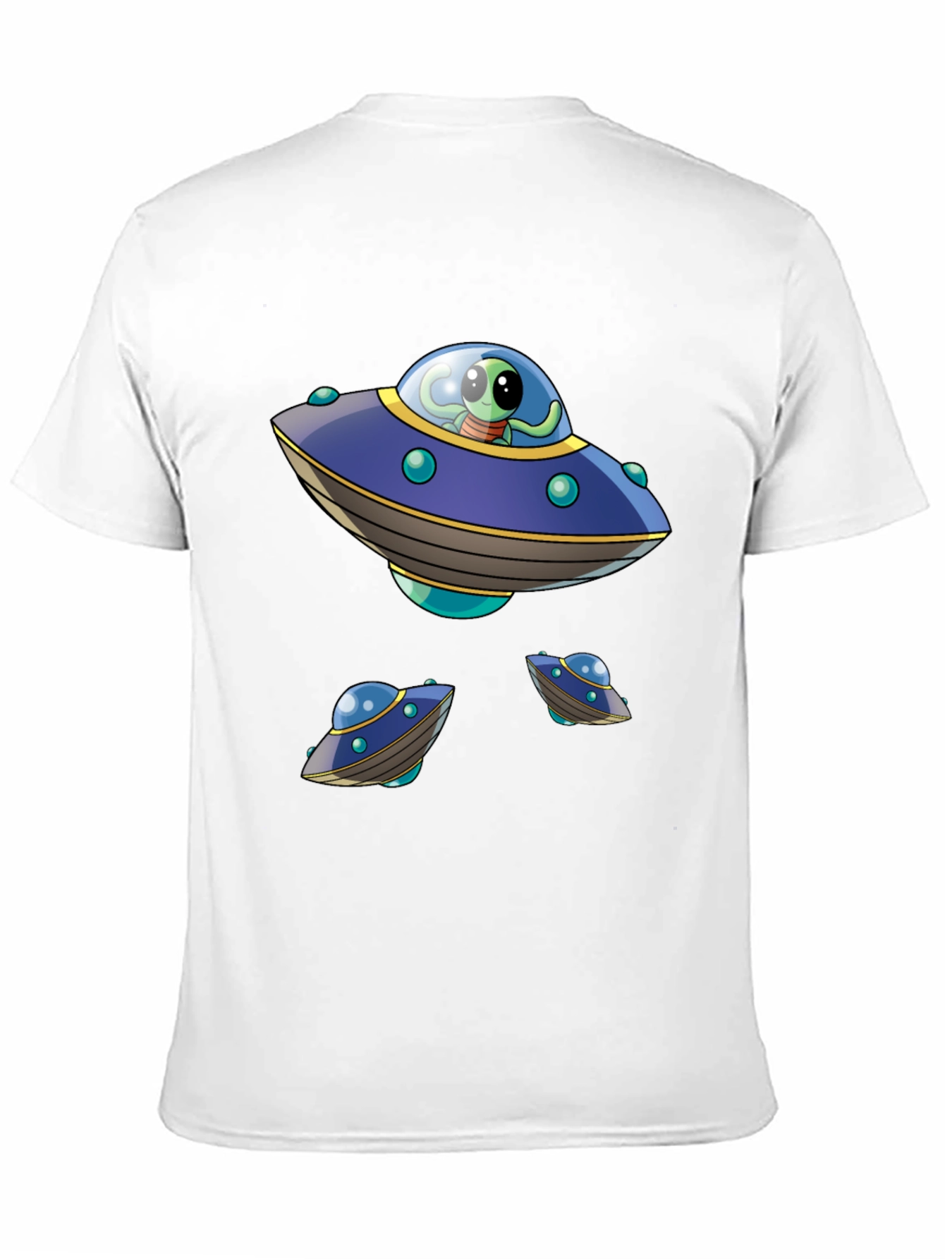 Alien UFO Graphic Print Black T-Shirt