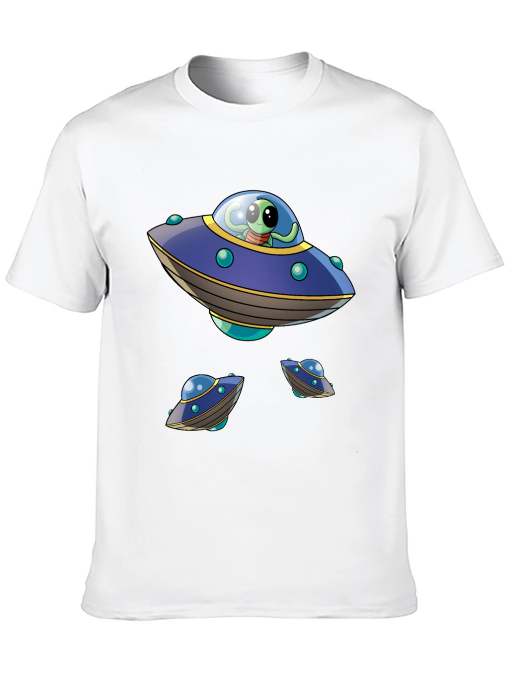 Alien UFO Graphic Print Black T-Shirt