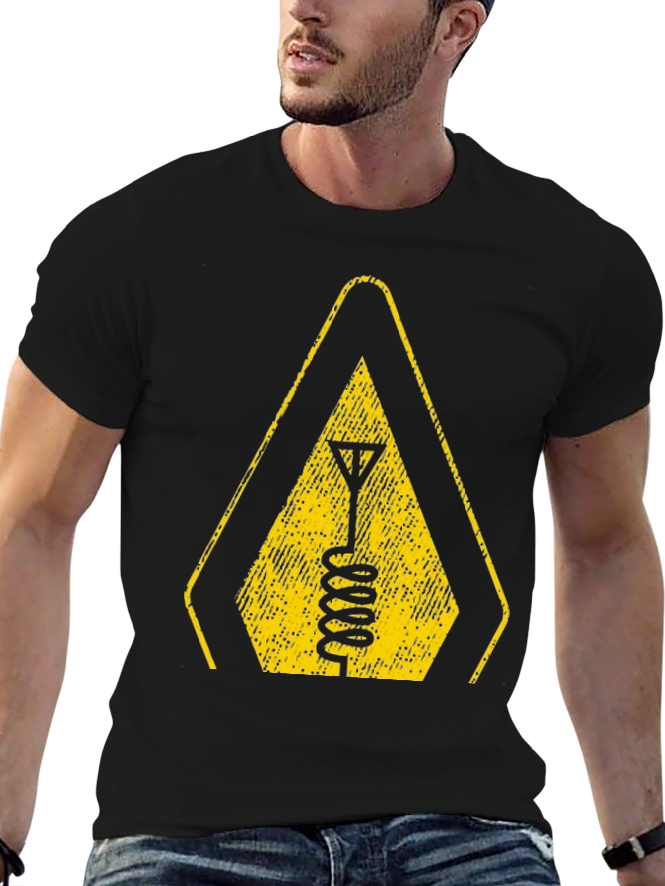 Warning Antenna T-Shirt - Black Tee