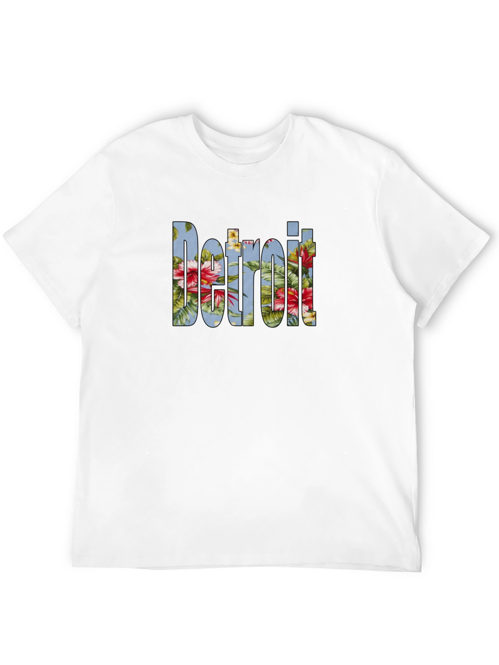 Floral Detroit Graphic Tee - Casual Black T-Shirt