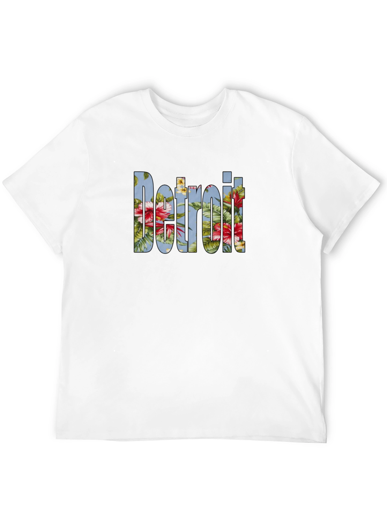 Floral Detroit Graphic Tee - Casual Black T-Shirt