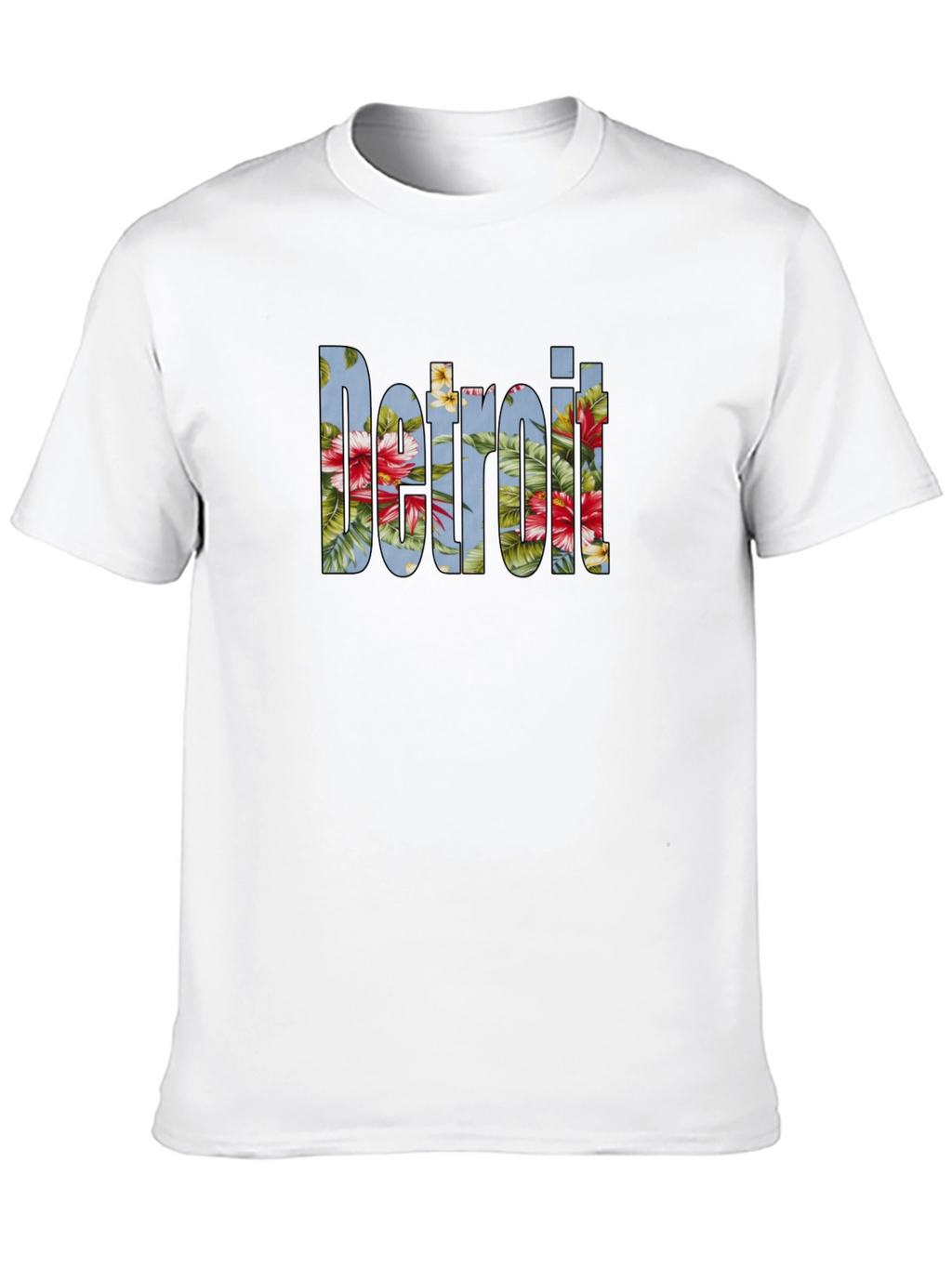 Floral Detroit Graphic Tee - Casual Black T-Shirt