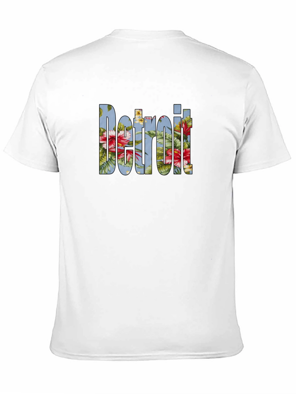 Floral Detroit Graphic Tee - Casual Black T-Shirt