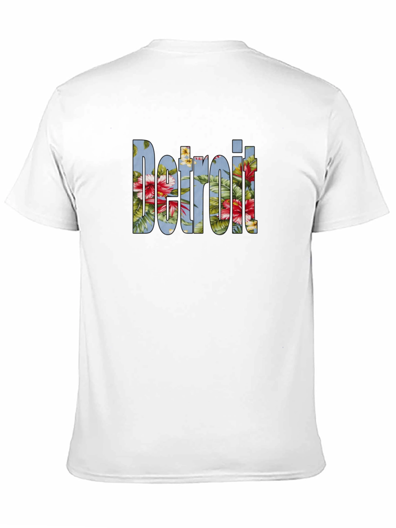 Floral Detroit Graphic Tee - Casual Black T-Shirt