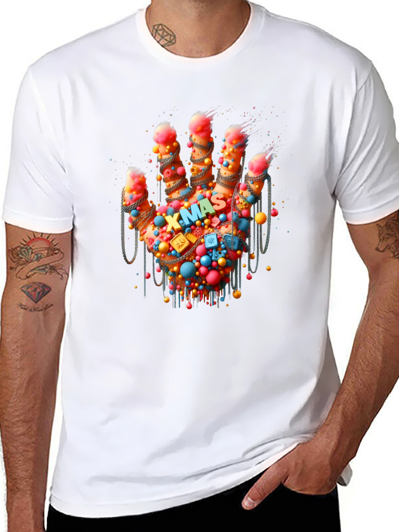 Festive Hand Graphic Tee - Holiday Cheer