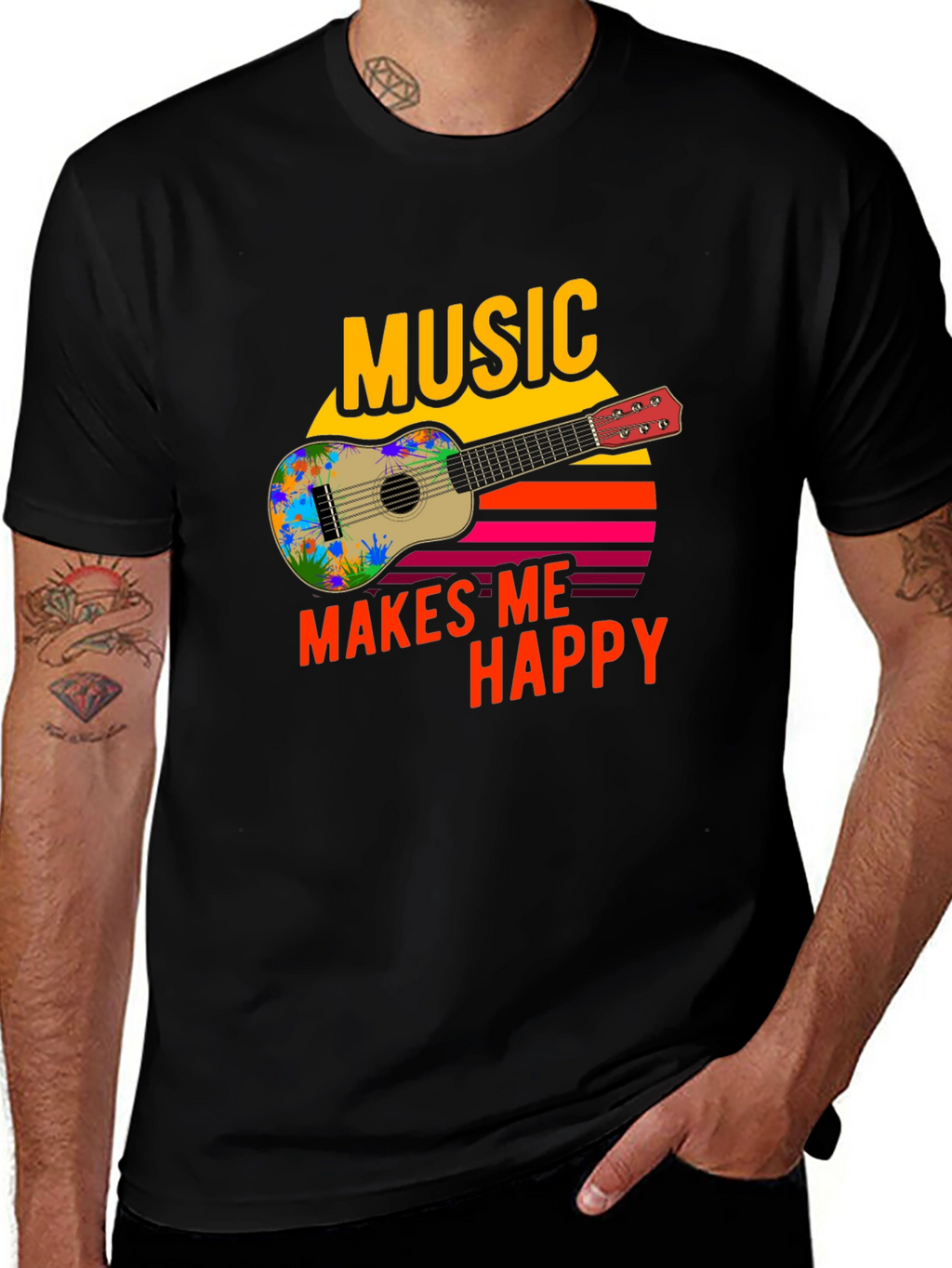 Music Makes Me Happy Graphic T-Shirt