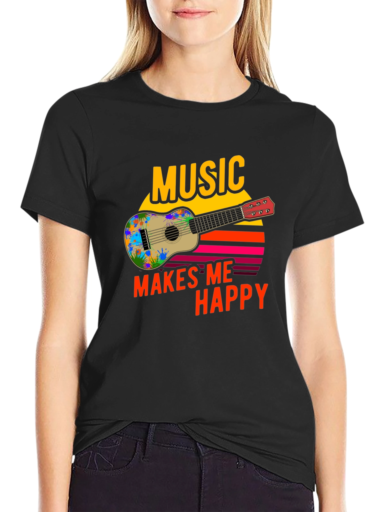 Music Makes Me Happy Graphic T-Shirt