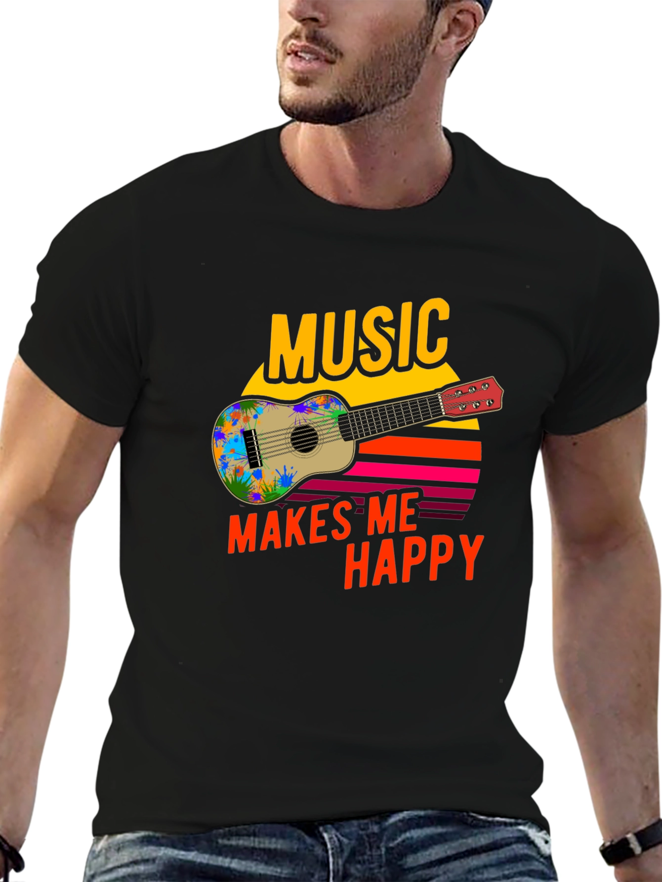 Music Makes Me Happy Graphic T-Shirt