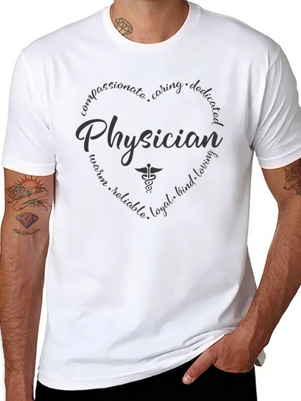 Physician Heart Graphic T-Shirt - Caring Doctor Gift